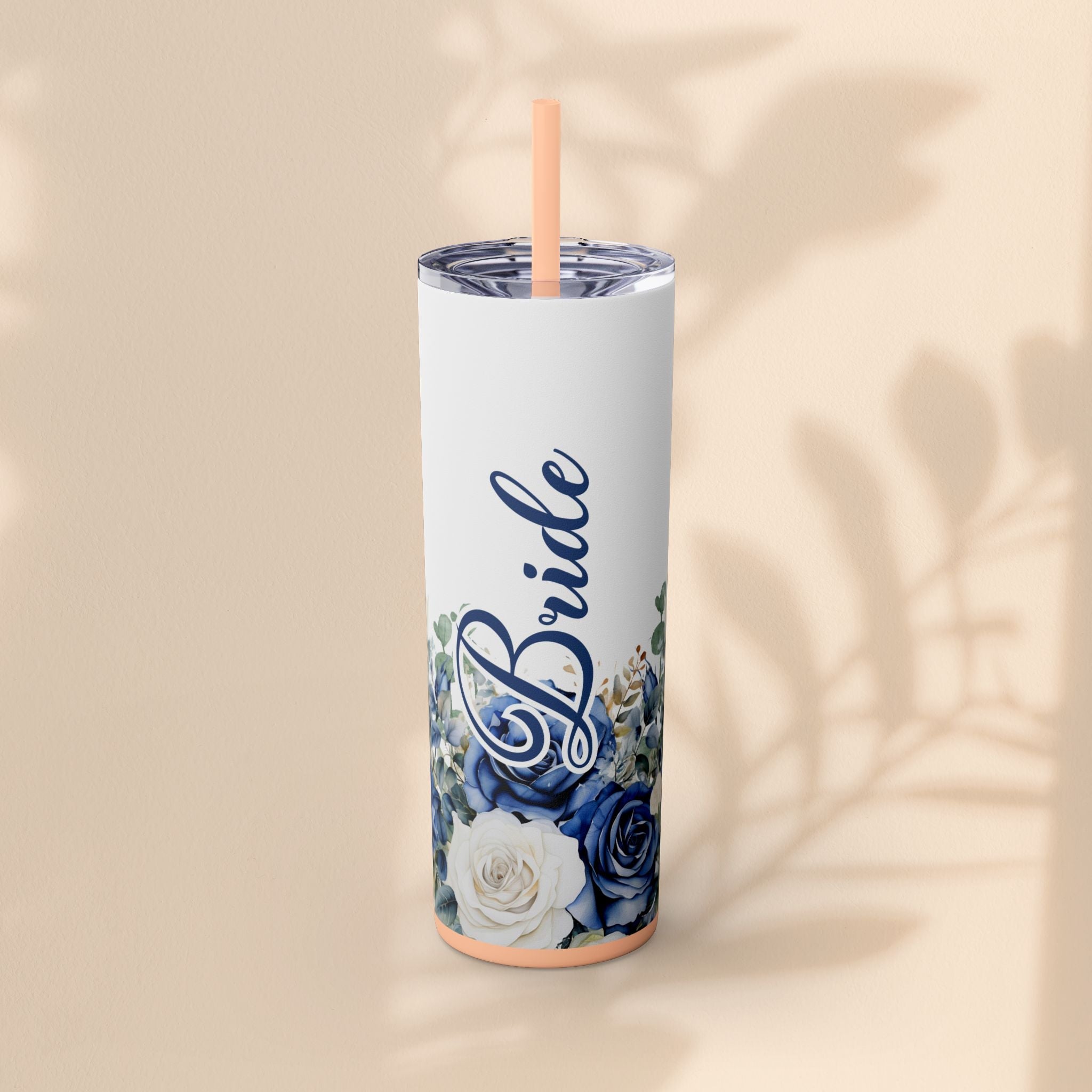 Elegant Floral Bride Tumbler, Bridal Party Favor 20oz Travel Cup, Engagement Celebration