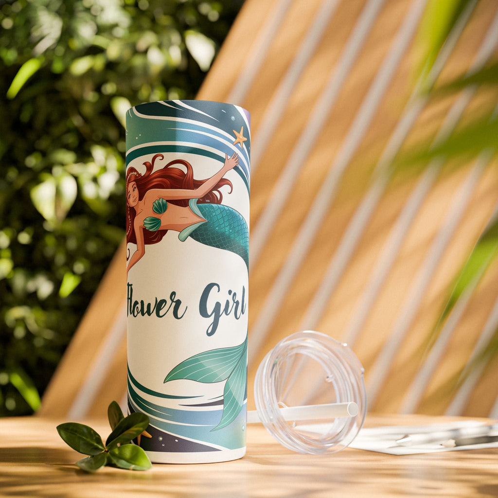Mermaid Skinny Tumbler, Perfect for Flower Girls, Beach Days, Bachelorette Parties, Travel Mugs, Gift for Ocean Lovers