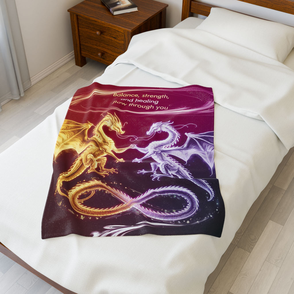 Enchanting Dragon Velveteen Plush Blanket - Balance, Strength, Healing