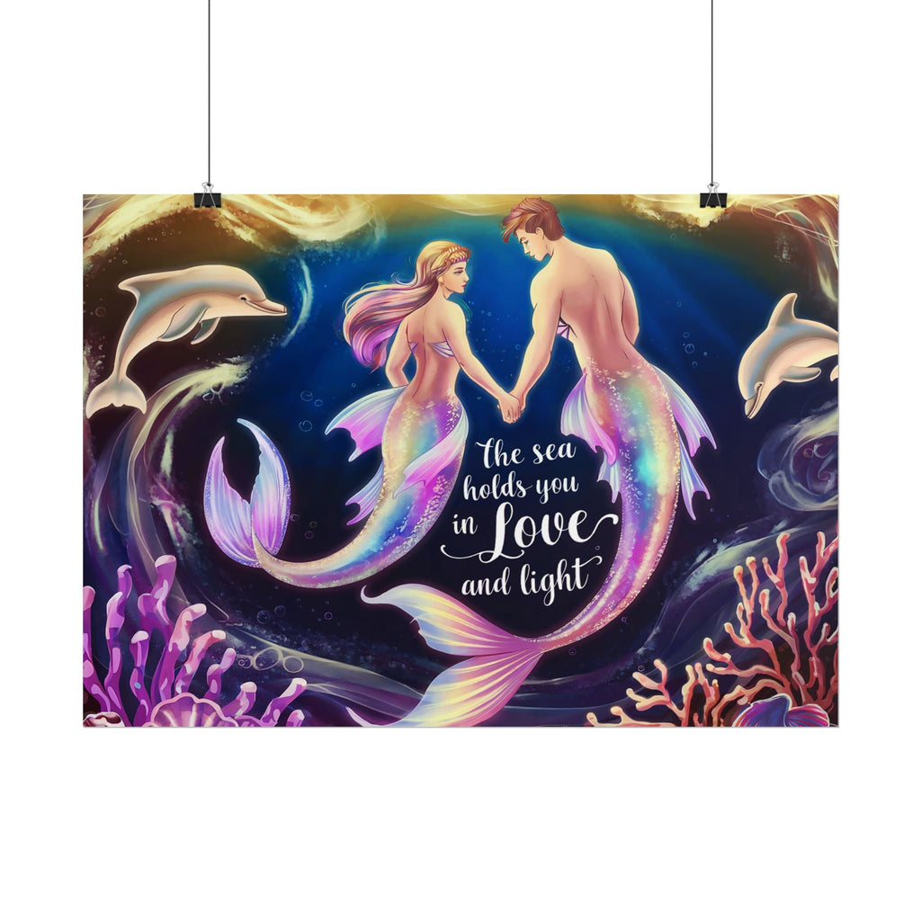 Mermaid Lovers Rolled Poster - Sea Holds You in Love and Light