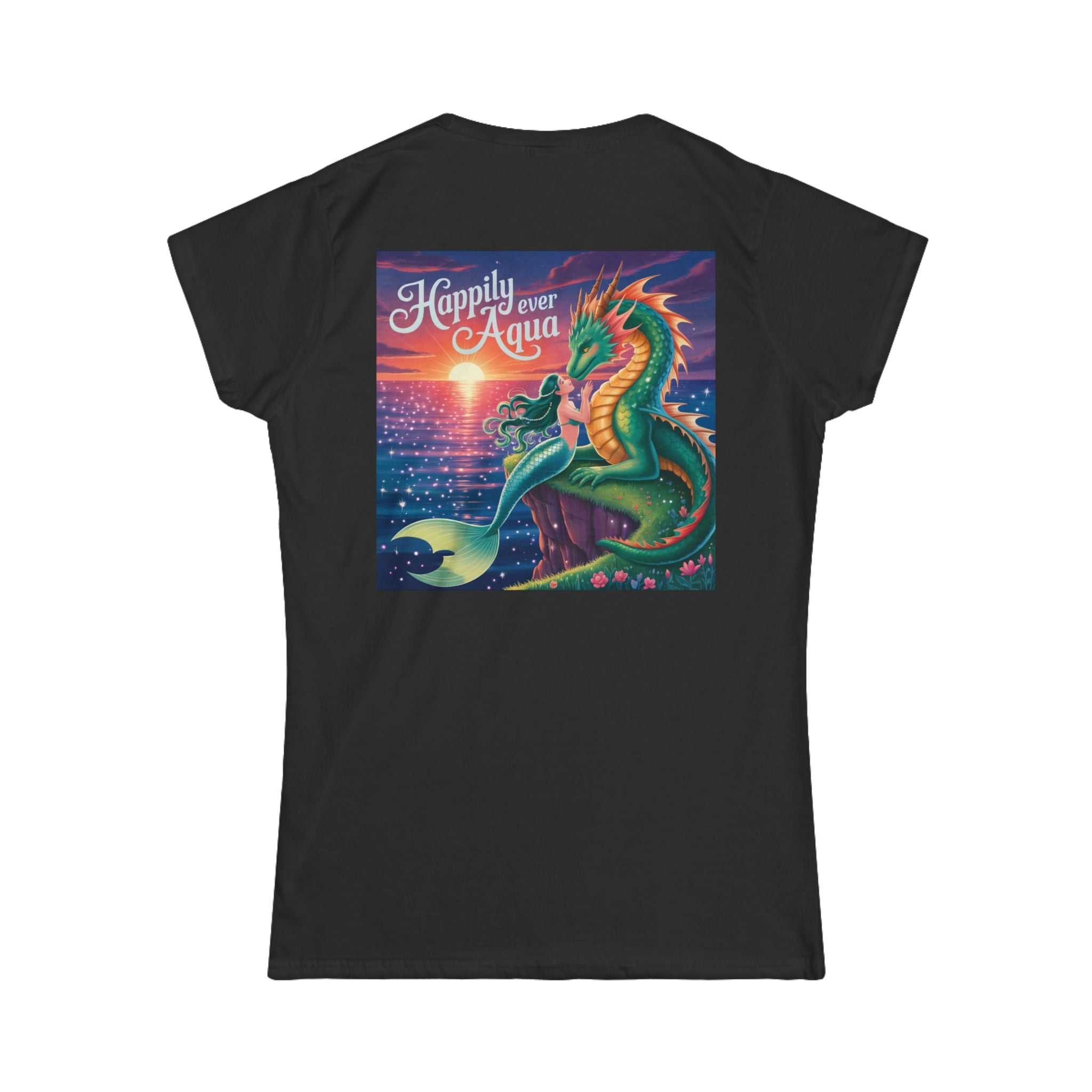Enchanted Dragon Tee - Happily Ever Aqua Design, Women's Fashion Shirt, Boho Style, Fantasy Gift for Her, Unique Graphic Tee