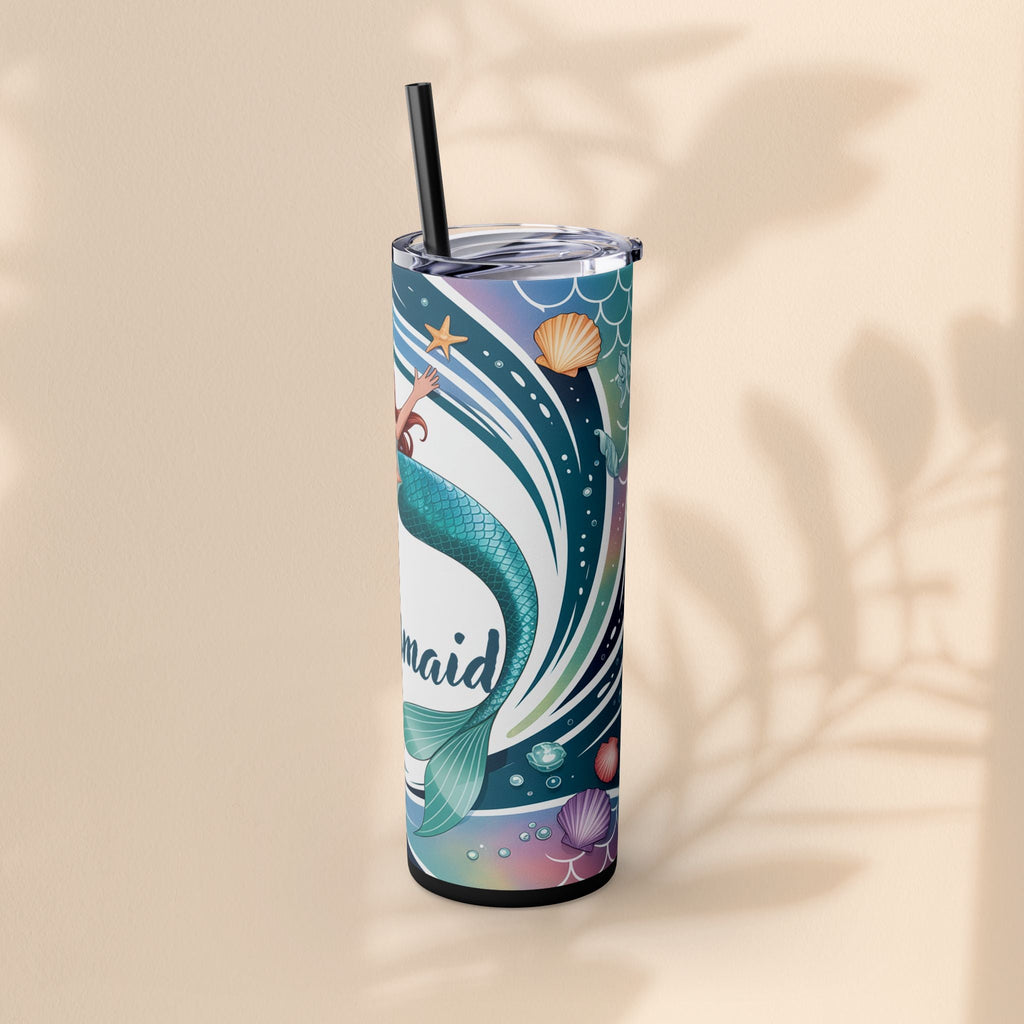 Mermaid Bridesmaid Tumbler, 20oz Skinny Tumbler | Wedding Favor, Bridal Party Gift, Personalized Drinkware, Ocean Theme