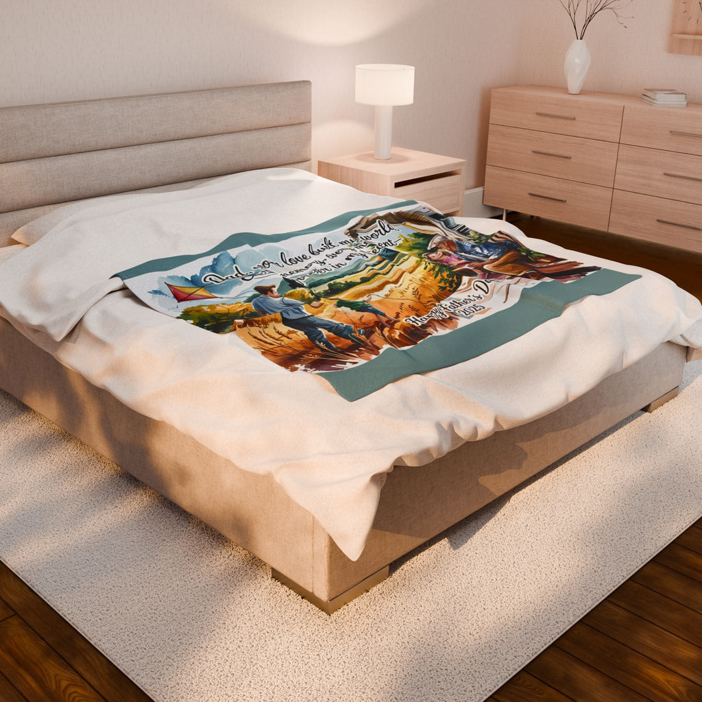 Father's Day Velveteen Blanket - Every Moment is Forever in My Heart