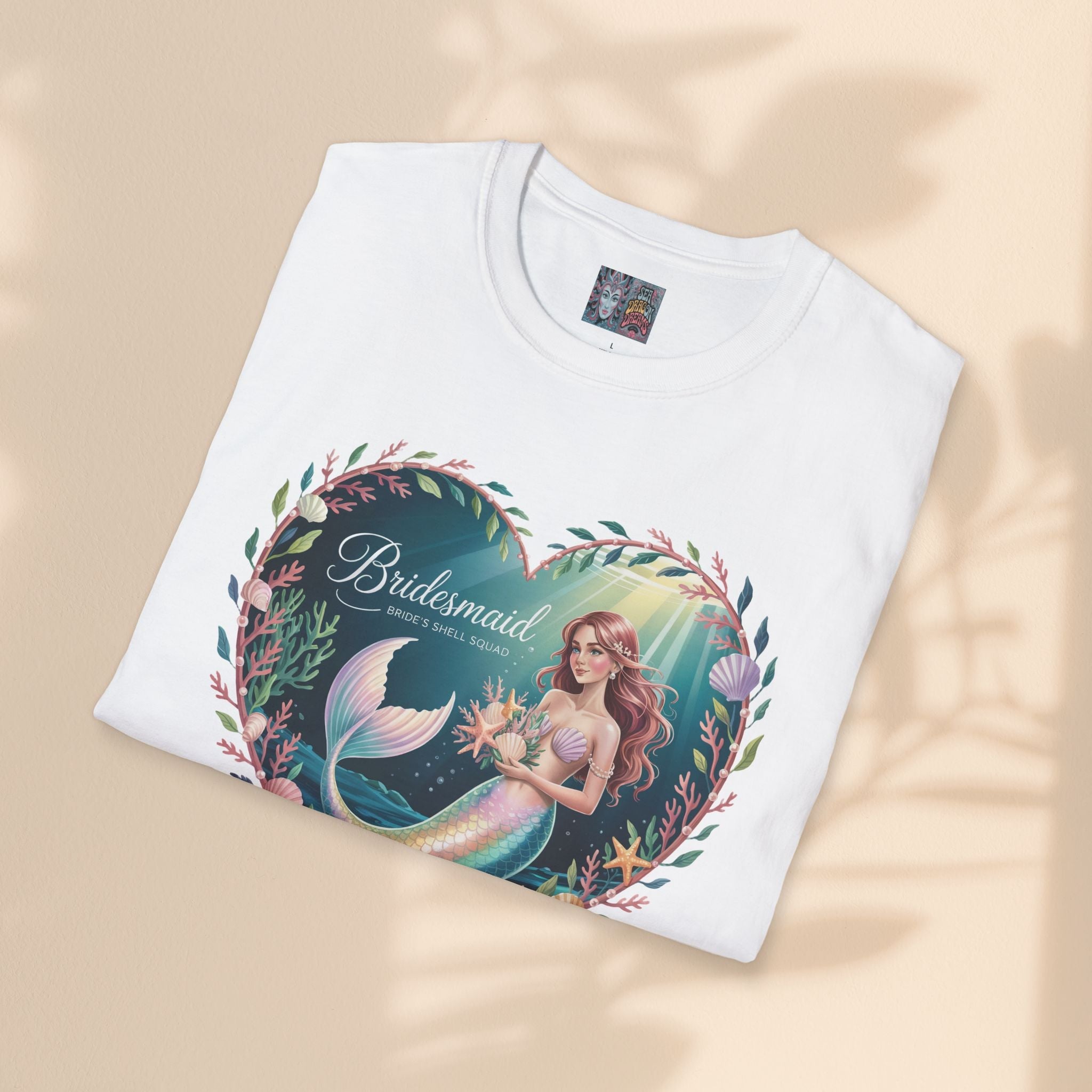 Bridesmaid Mermaid T-Shirt, Softstyle Unisex Tee, Wedding Party Gift, Beach Theme Shirt, Mermaid Lover Apparel, Bridesmaid Gift Idea