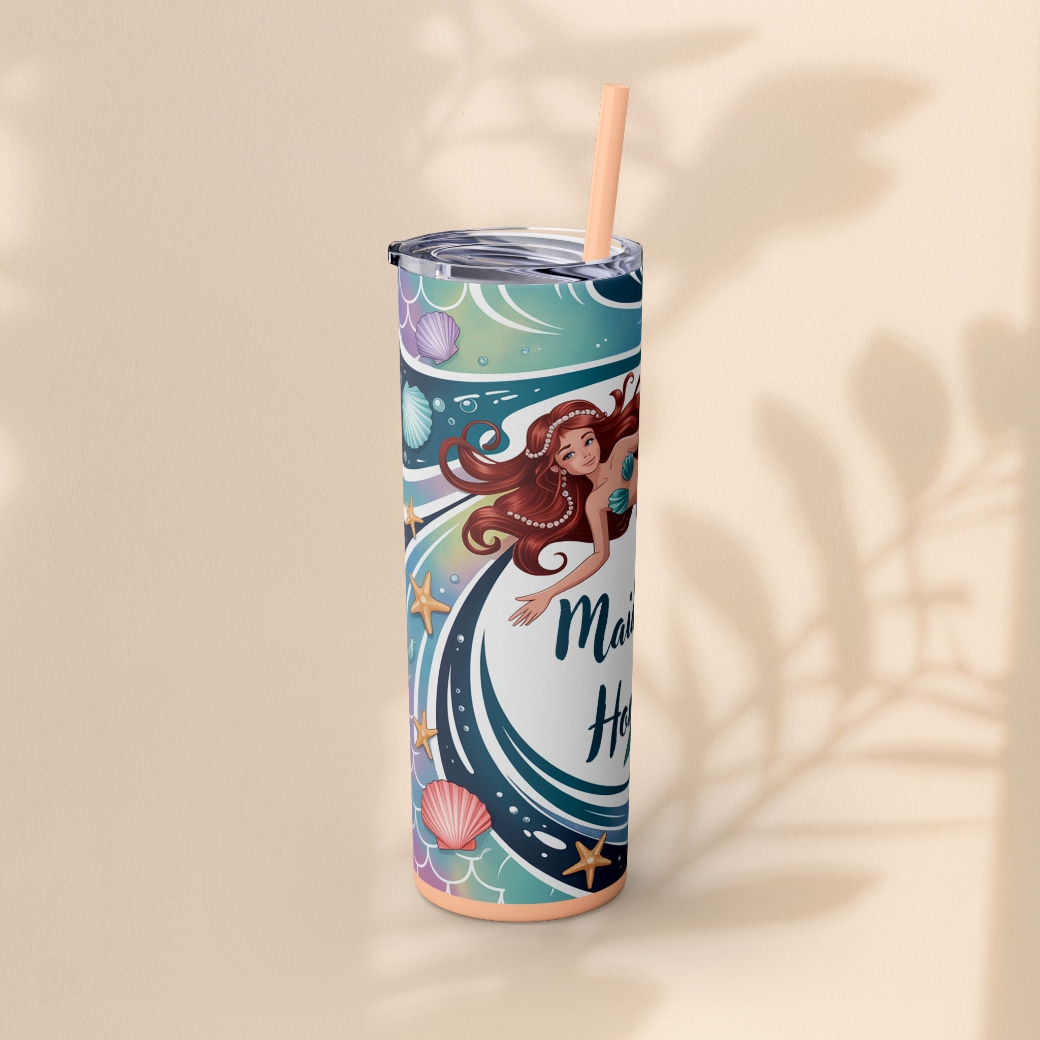 Mermaid Maid of Honor Tumbler, Personalized Gift, Bridal Party Favor, Wedding, Beach Themed Drinkware, 20oz Skinny Cup