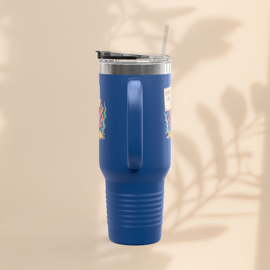 Colorful Coral Reef Insulated Travel Mug - Stop Staring, I'm Reefing Out!