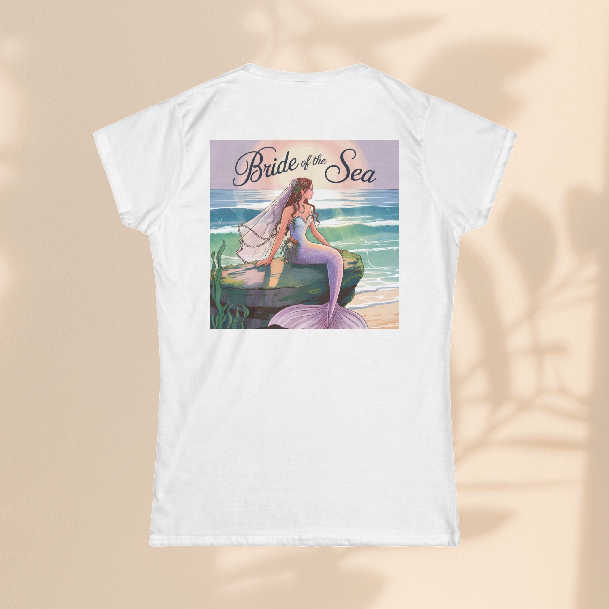 Bride of the Sea Women's Softstyle Tee - Mermaid Gift, Beachwear, Bachelorette Party, Wedding Attire, Nautical Fashion