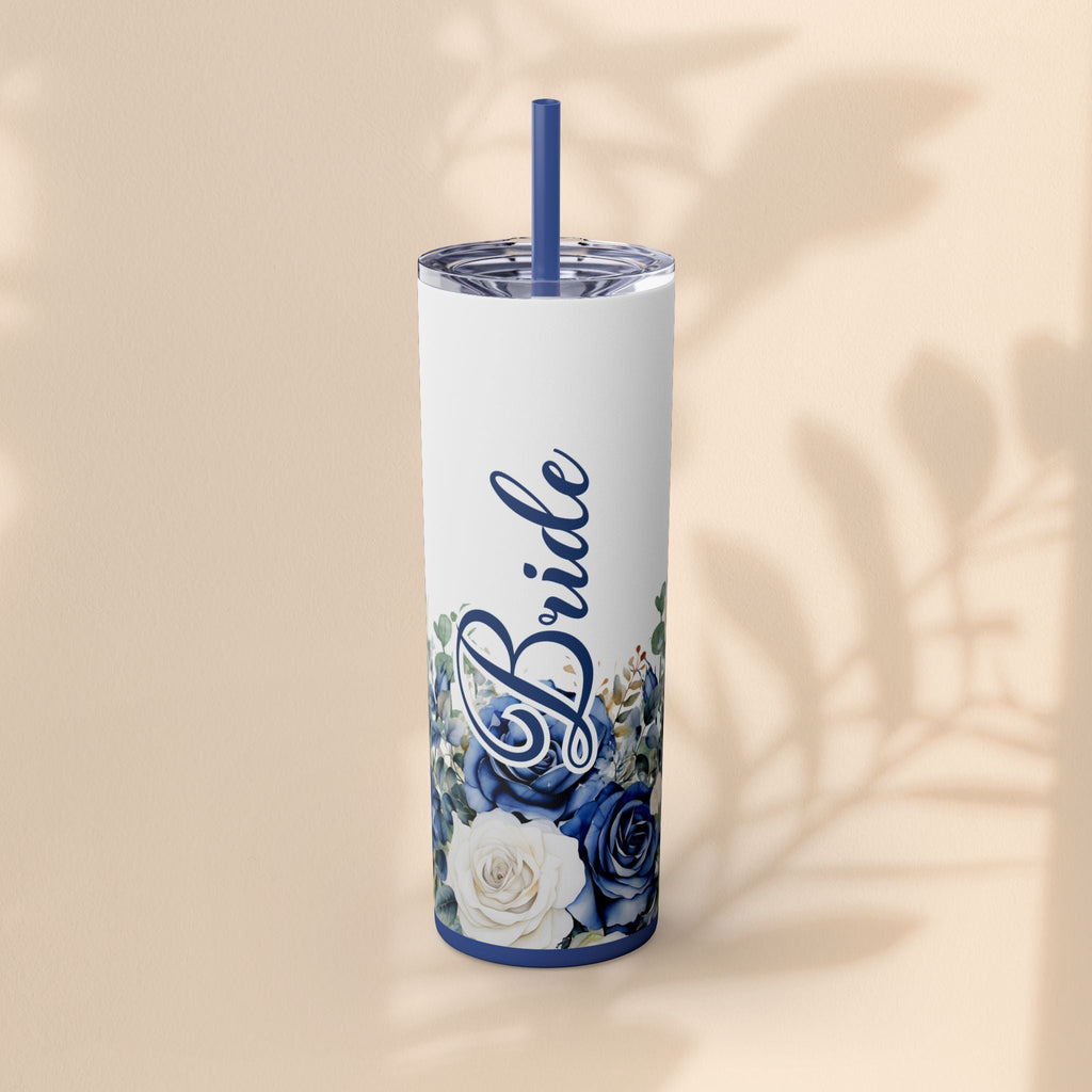 Elegant Floral Bride Tumbler, Bridal Party Favor 20oz Travel Cup, Engagement Celebration