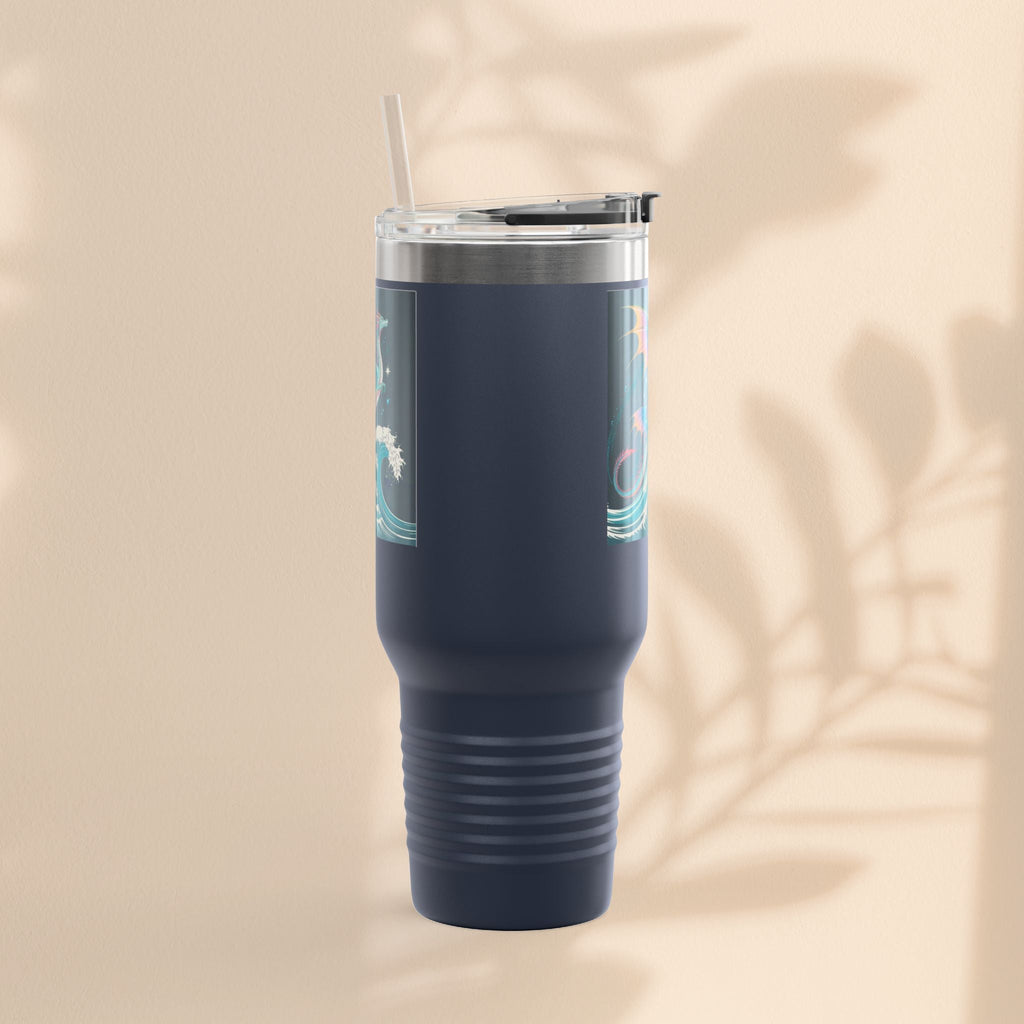 Fantasy-Inspired Insulated Travel Mug, 40oz - Perfect for Adventurers, Dragon and Ocean Lovers, Gift for Birthdays, Travel, and More