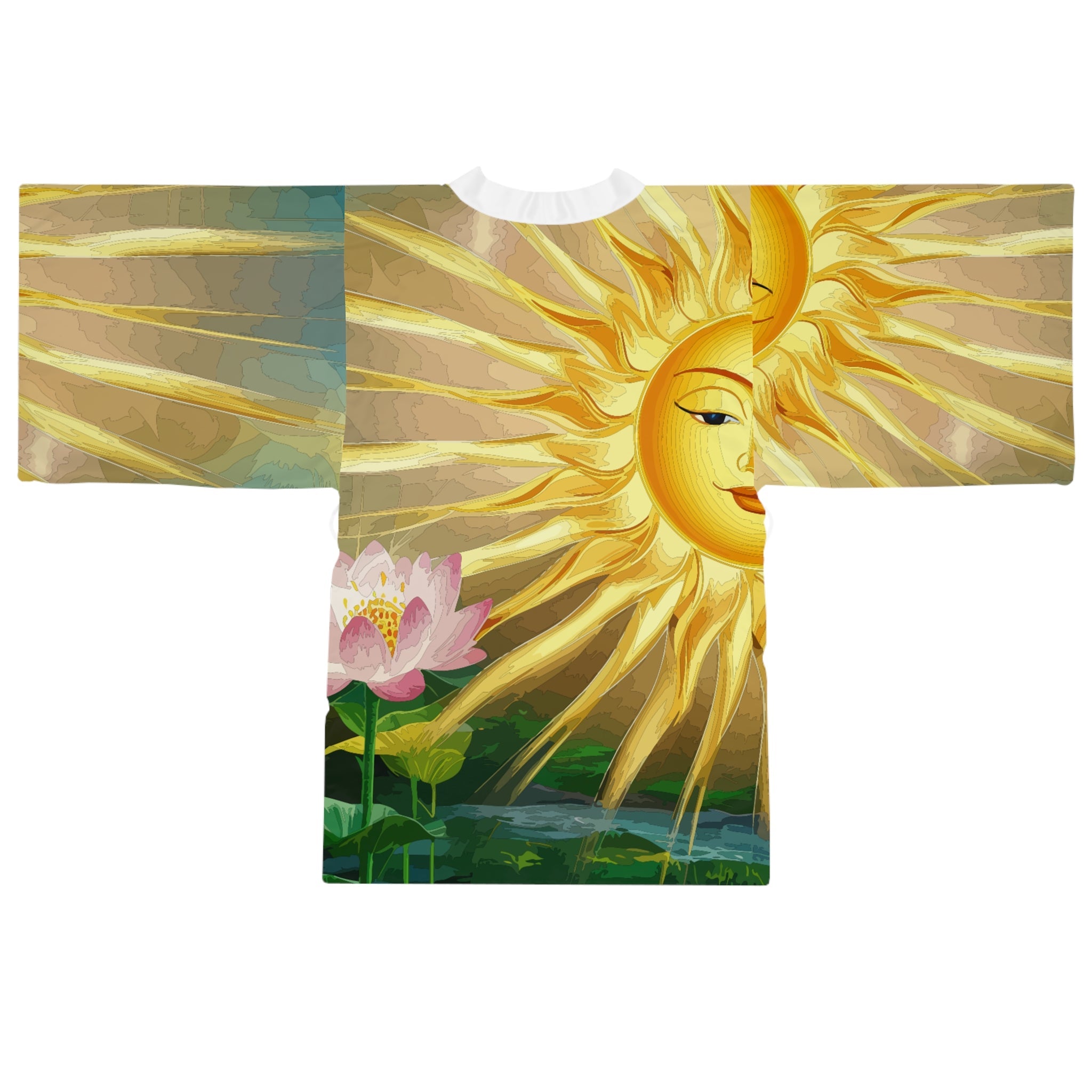 Long Sleeve Kimono Robe - Lotus Sun