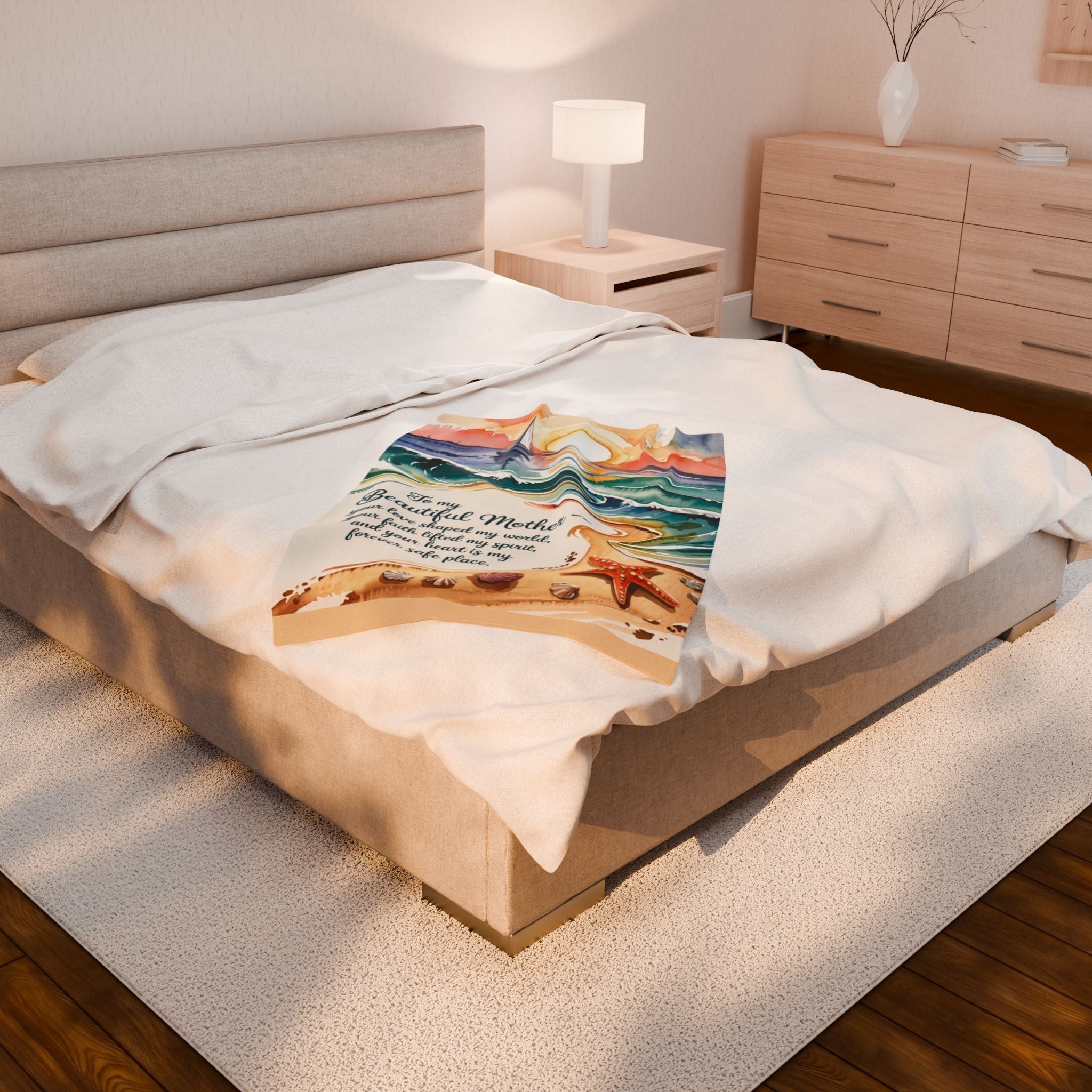 Beautiful Mother -  Velveteen Plush Blanket for Moms - Perfect Gift for Mother's Day