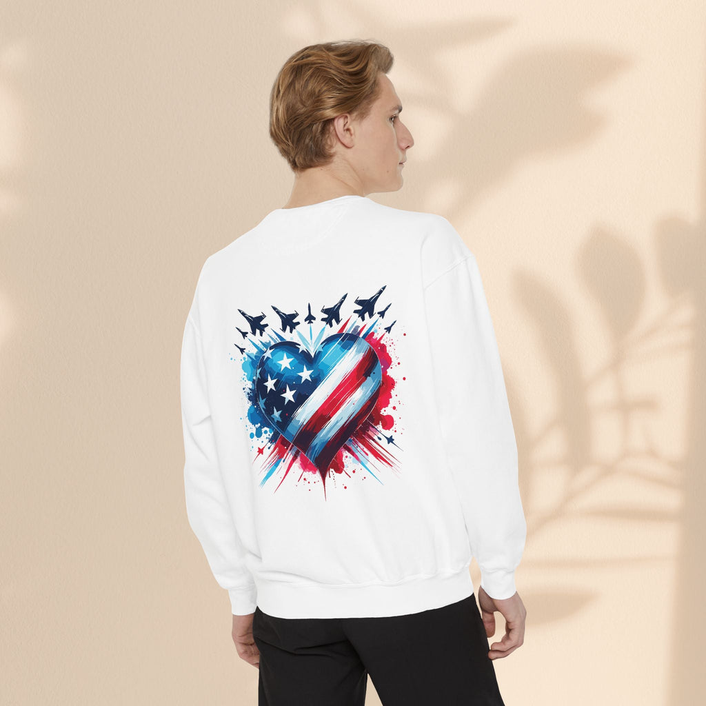 Patriotic Heart Sweatshirt, USA Pride Apparel, Unisex Fashion