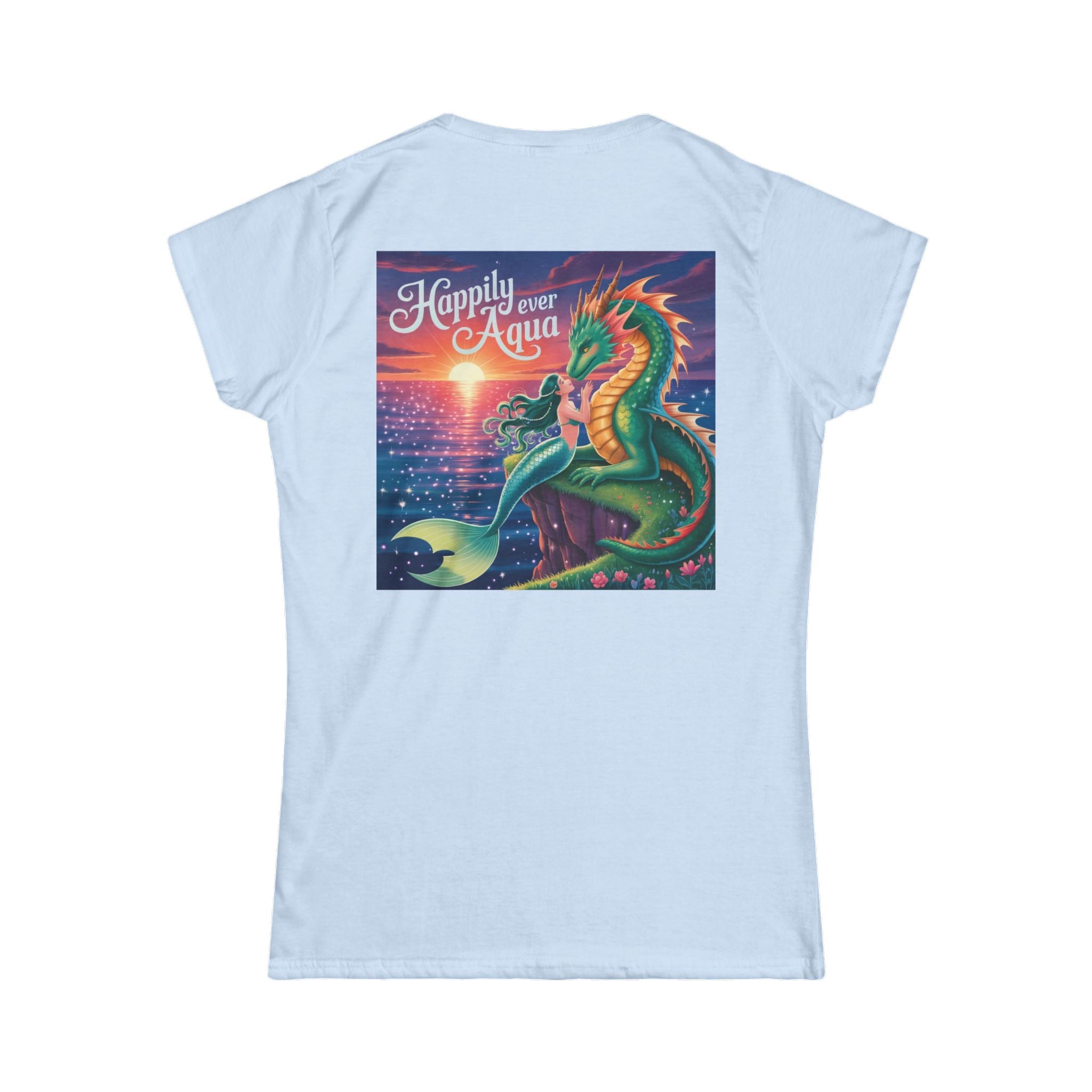 Enchanted Dragon Tee - Happily Ever Aqua Design, Women's Fashion Shirt, Boho Style, Fantasy Gift for Her, Unique Graphic Tee