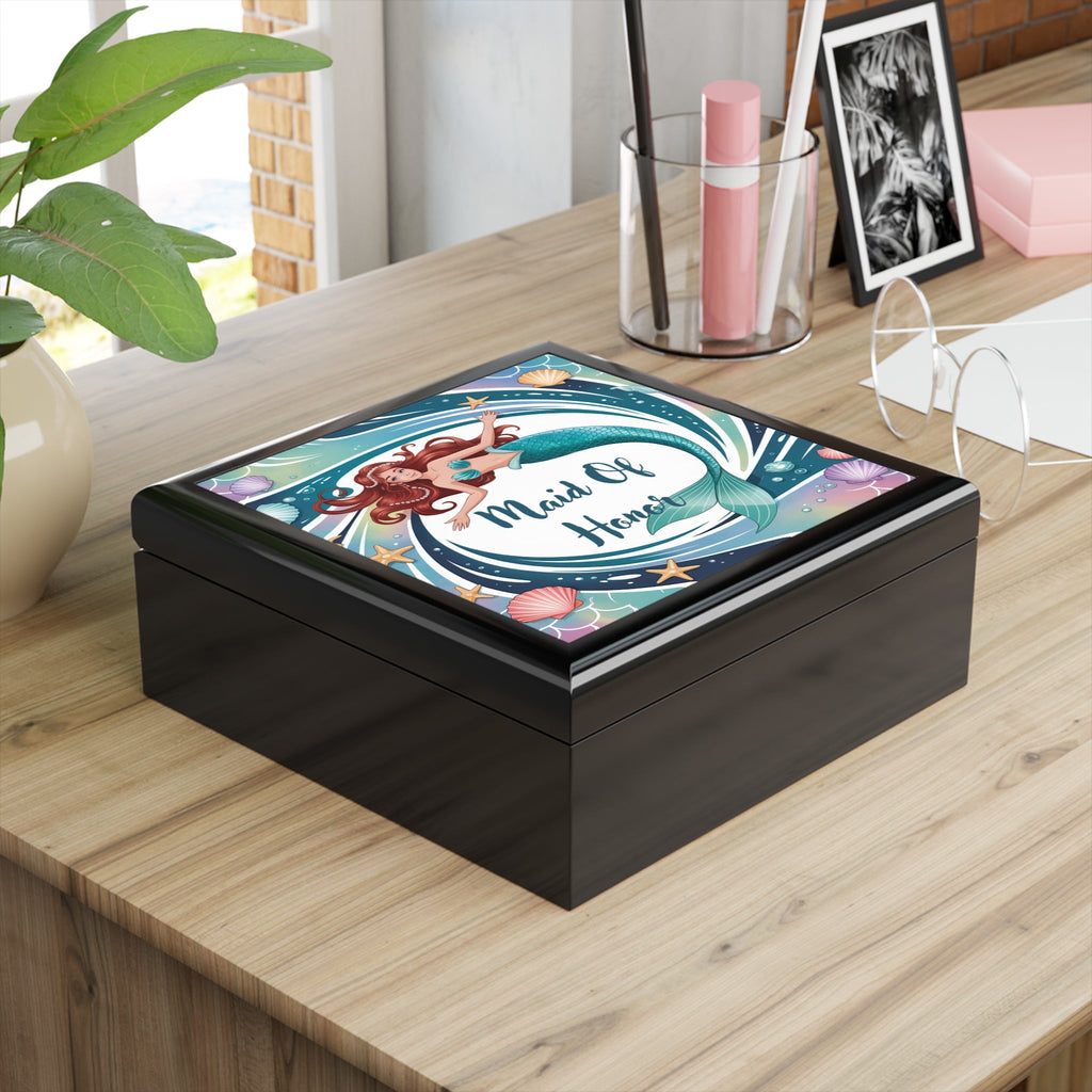 Mermaid Jewelry Box - Maid Of Honor Gift, Wedding Keepsake, Ocean Theme Storage, Bridal Party Jewelry Organizer, Unique Gift Idea