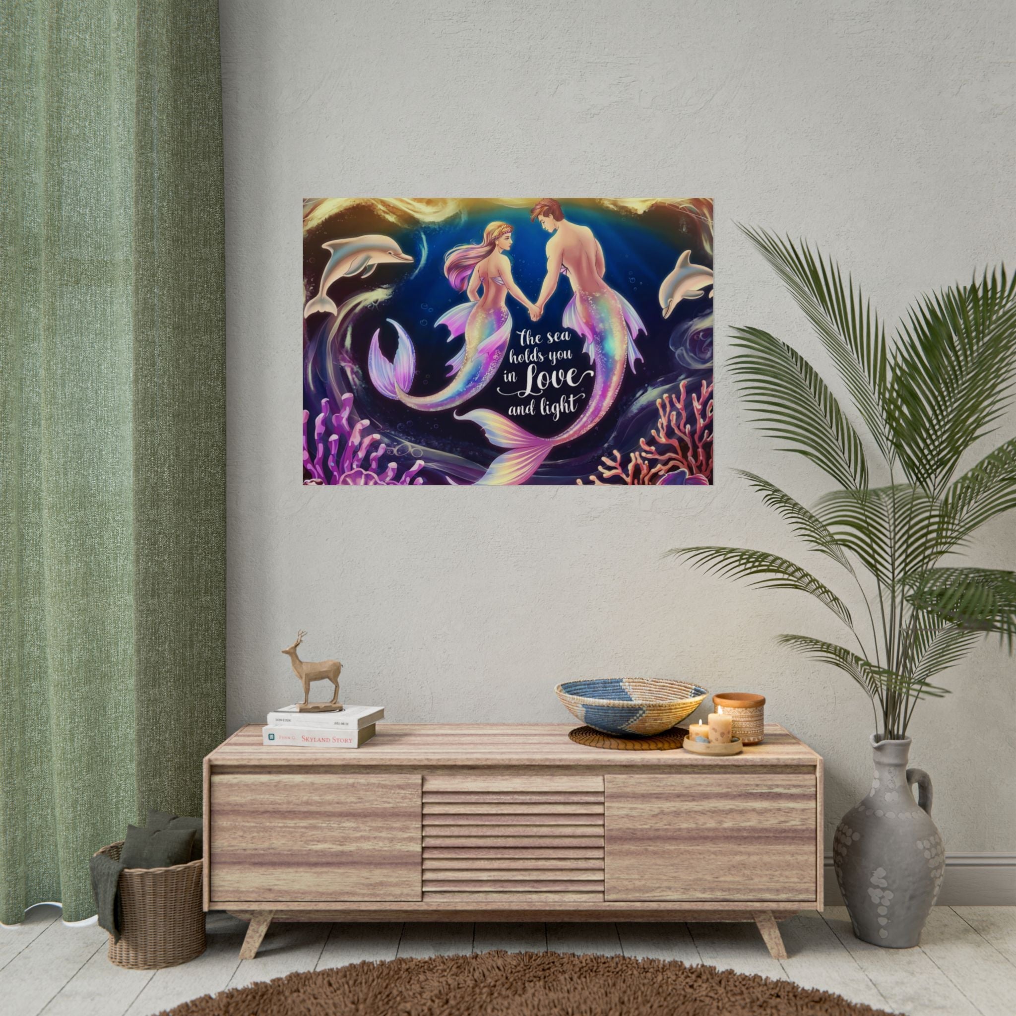 Mermaid Lovers Rolled Poster - Sea Holds You in Love and Light