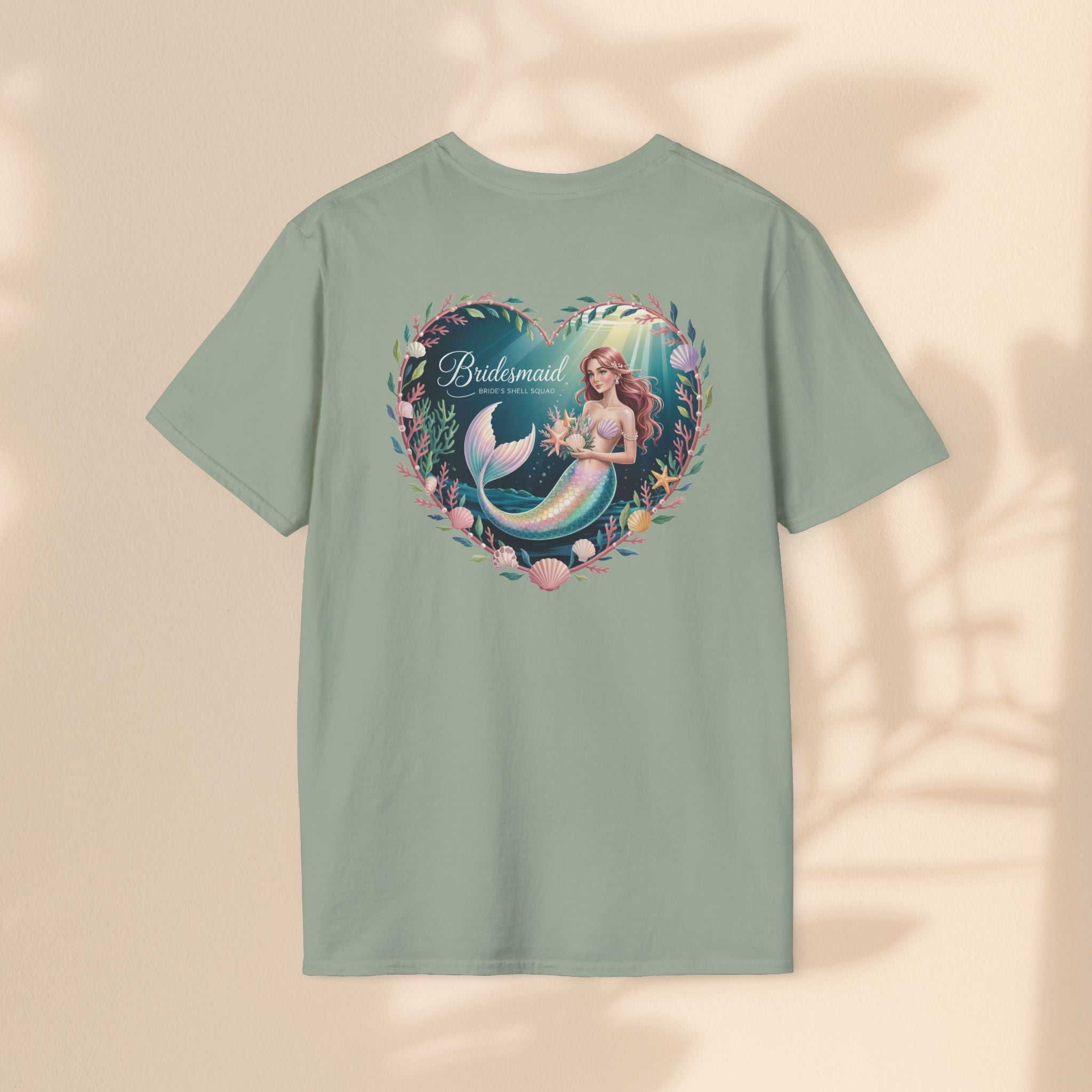 Bridesmaid Mermaid T-Shirt, Softstyle Unisex Tee, Wedding Party Gift, Beach Theme Shirt, Mermaid Lover Apparel, Bridesmaid Gift Idea