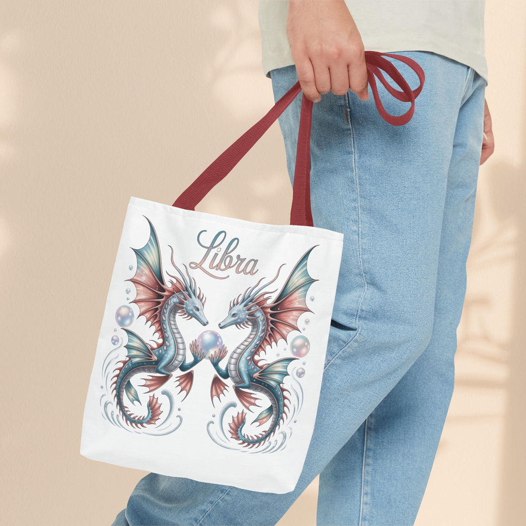 Libra Dragon Tote Bag, Zodiac Sign Tote, Astrological Gift, Fantasy Art Shopper, Unique Astrology Carryall