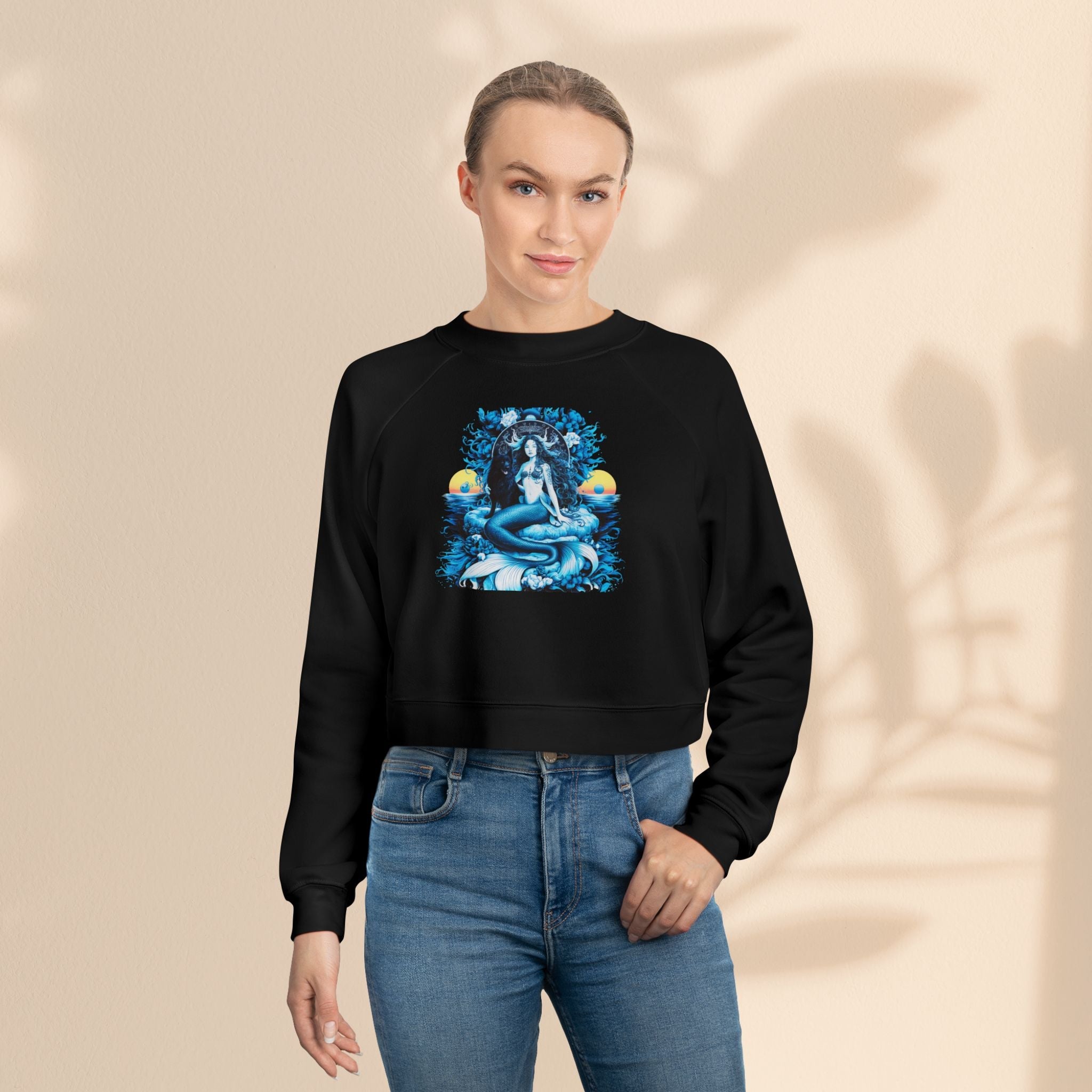 Majestic Mermaid Women's Cropped Fleece Pullover - Cozy Stylish Sweatshirt