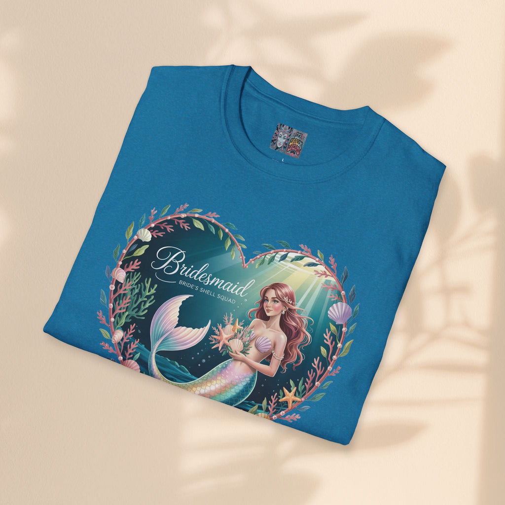 Bridesmaid Mermaid T-Shirt, Softstyle Unisex Tee, Wedding Party Gift, Beach Theme Shirt, Mermaid Lover Apparel, Bridesmaid Gift Idea