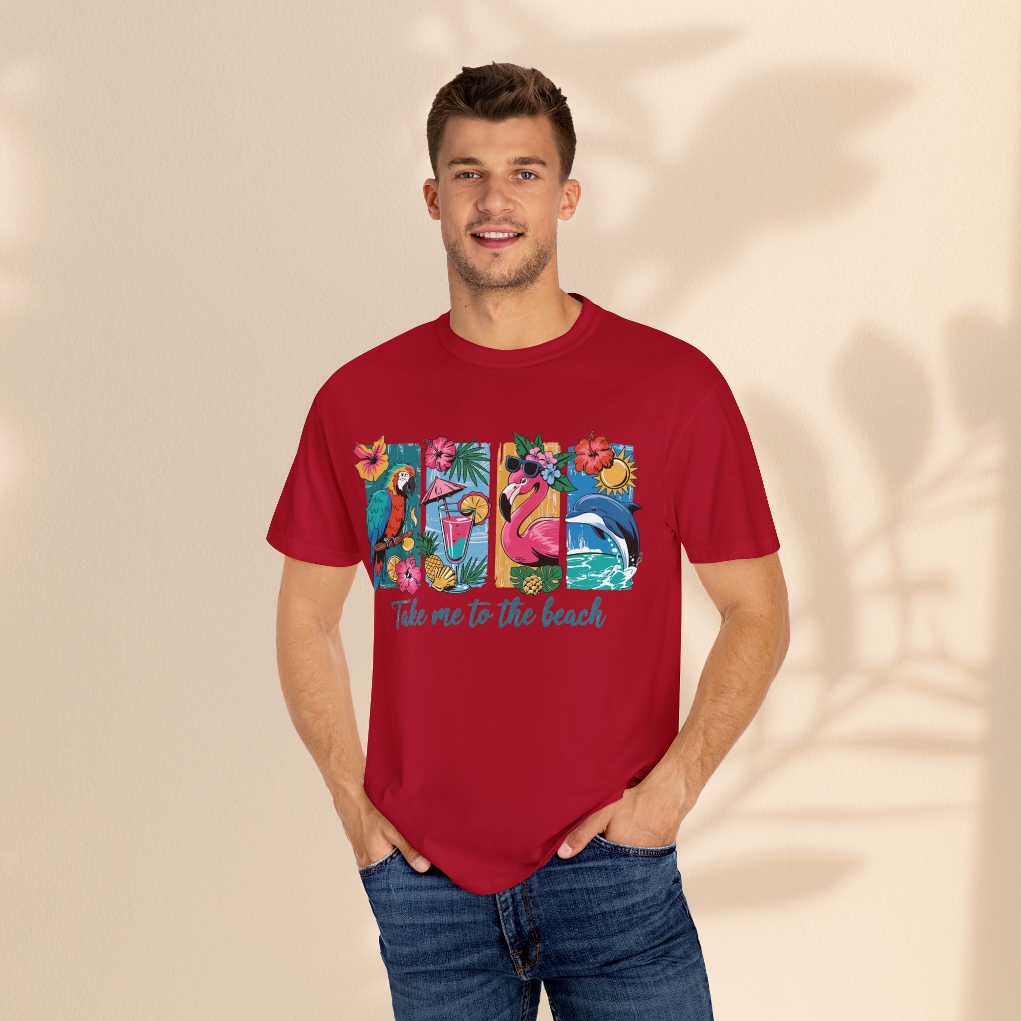 Brush Stroke art - Take Me to the Beach Unisex Garment-Dyed T-Shirt