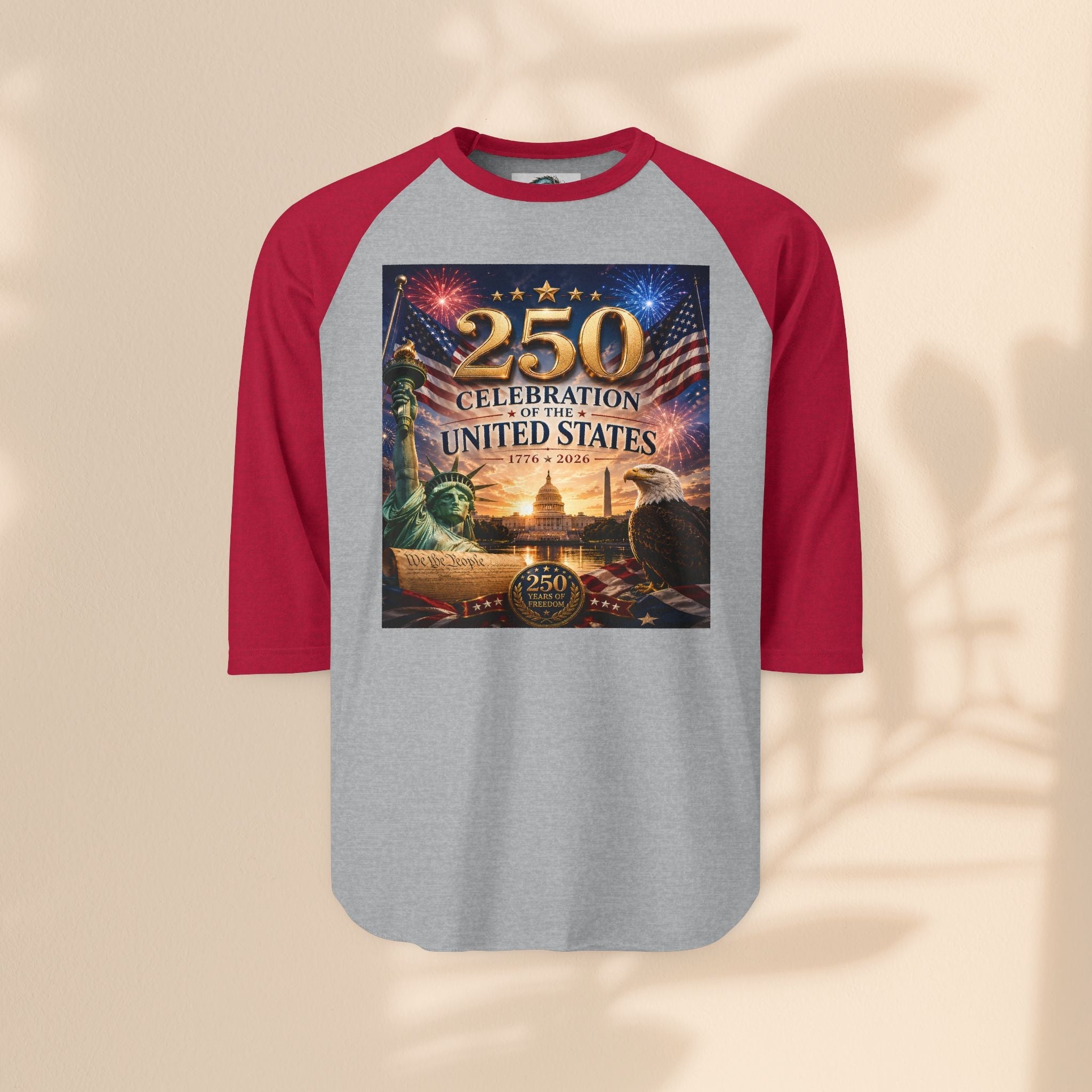 250th United States Celebration Raglan Shirt — Liberty Fireworks Anniversary Tee