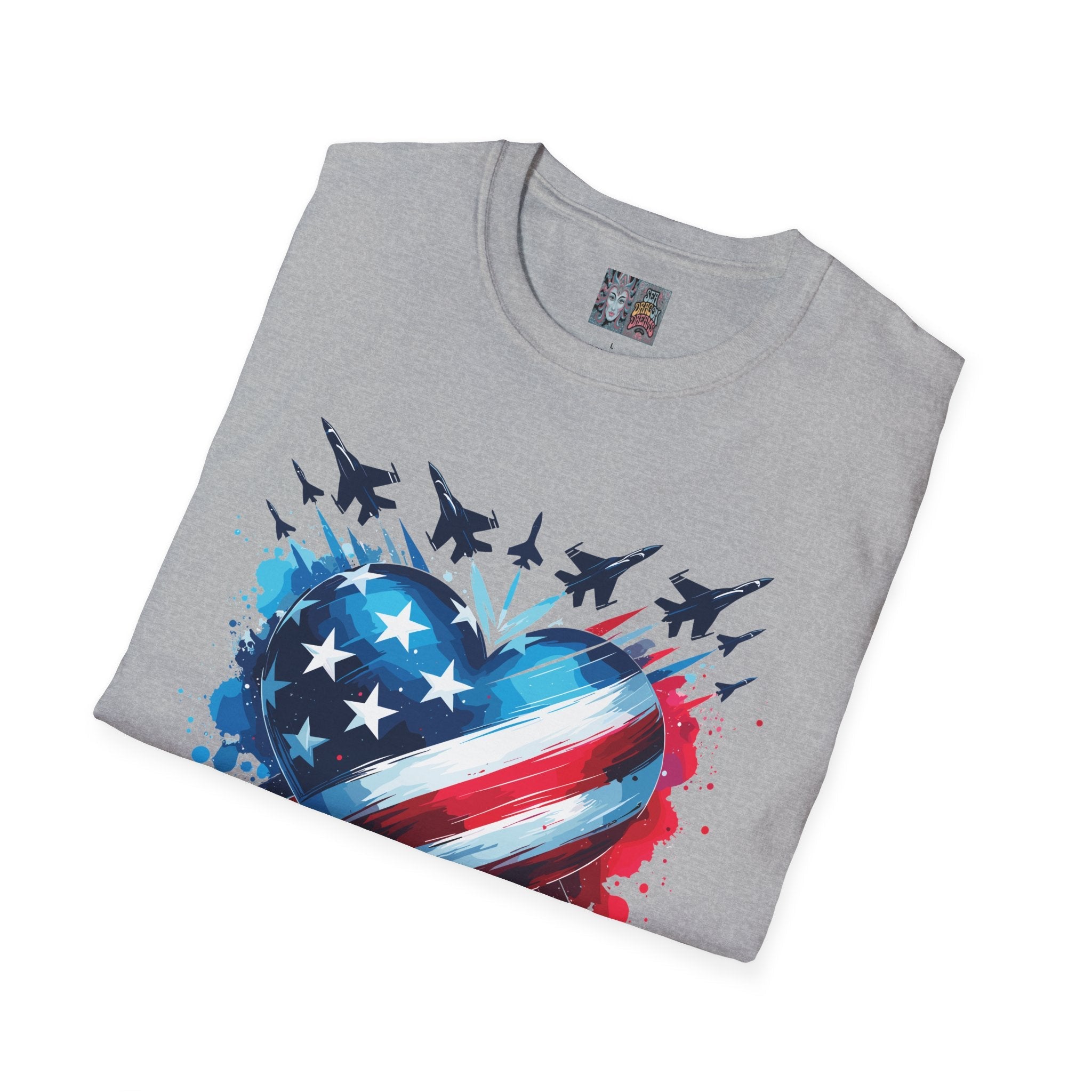 Patriotic Heart Unisex Softstyle T-Shirt - Perfect for Independence Day