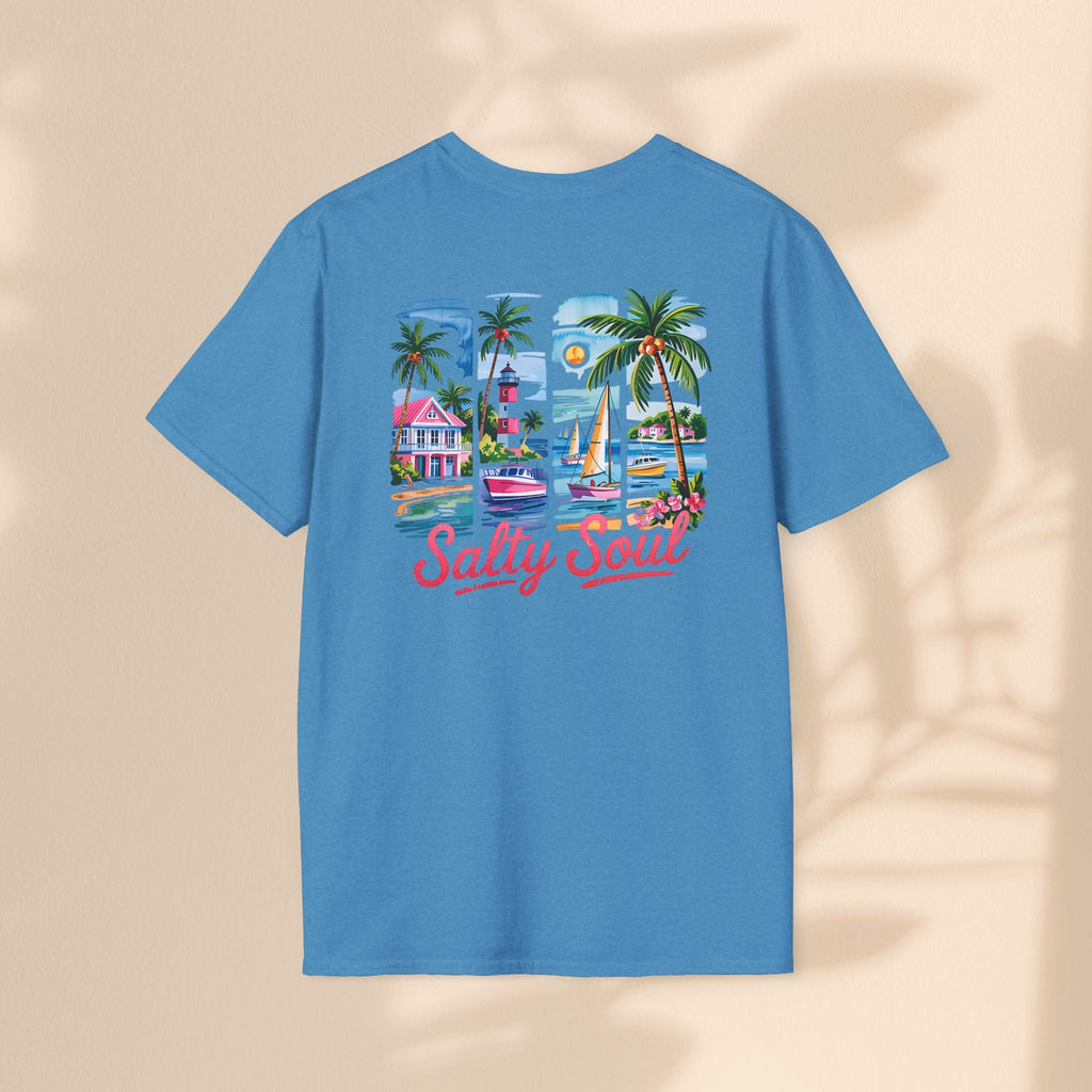 Brush Stroke Salty Soul Unisex Softstyle T-Shirt - Tropical Vibe Tee for Beach Lovers