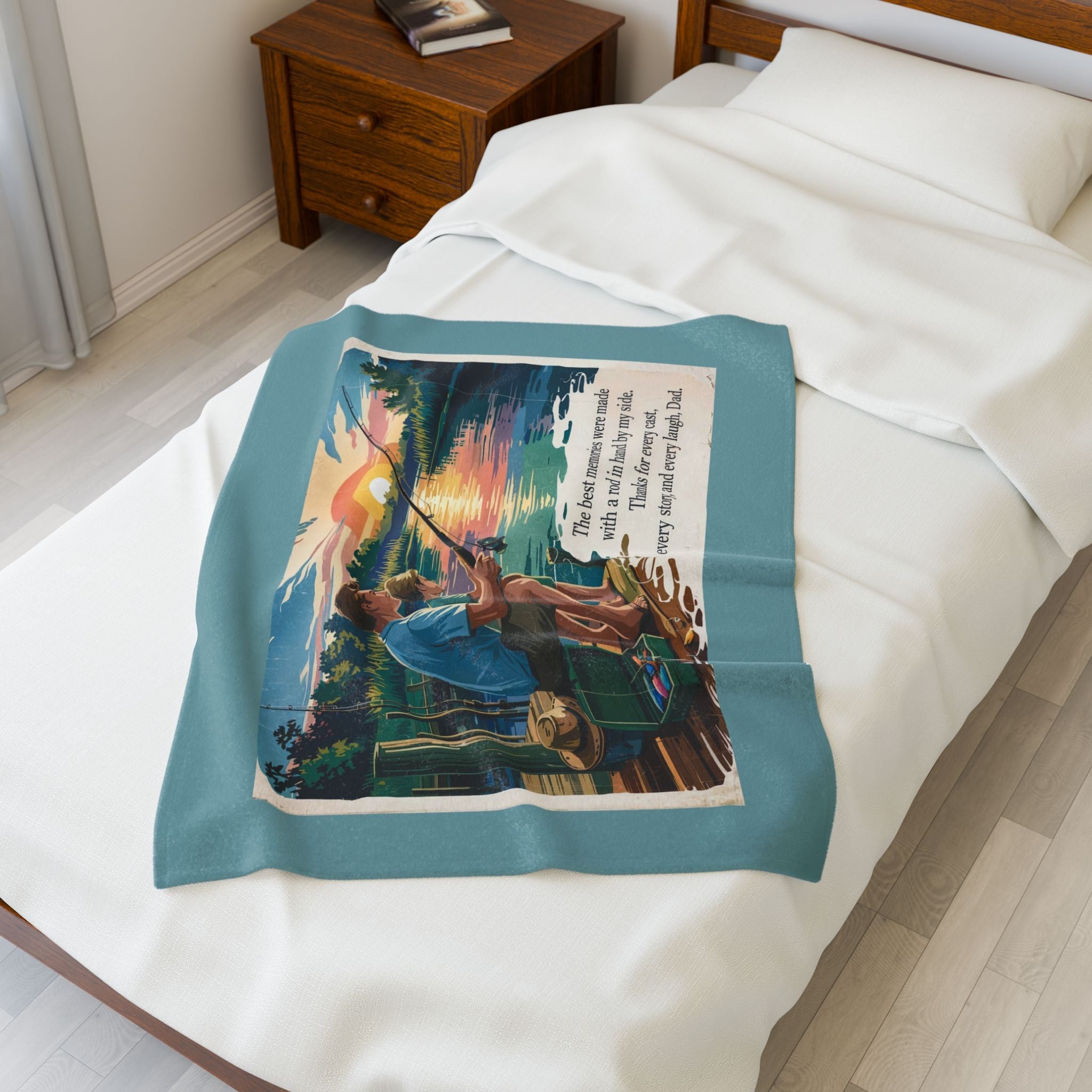 Fishing Memories Velveteen Plush Blanket – Cozy Decor for Nature Lovers