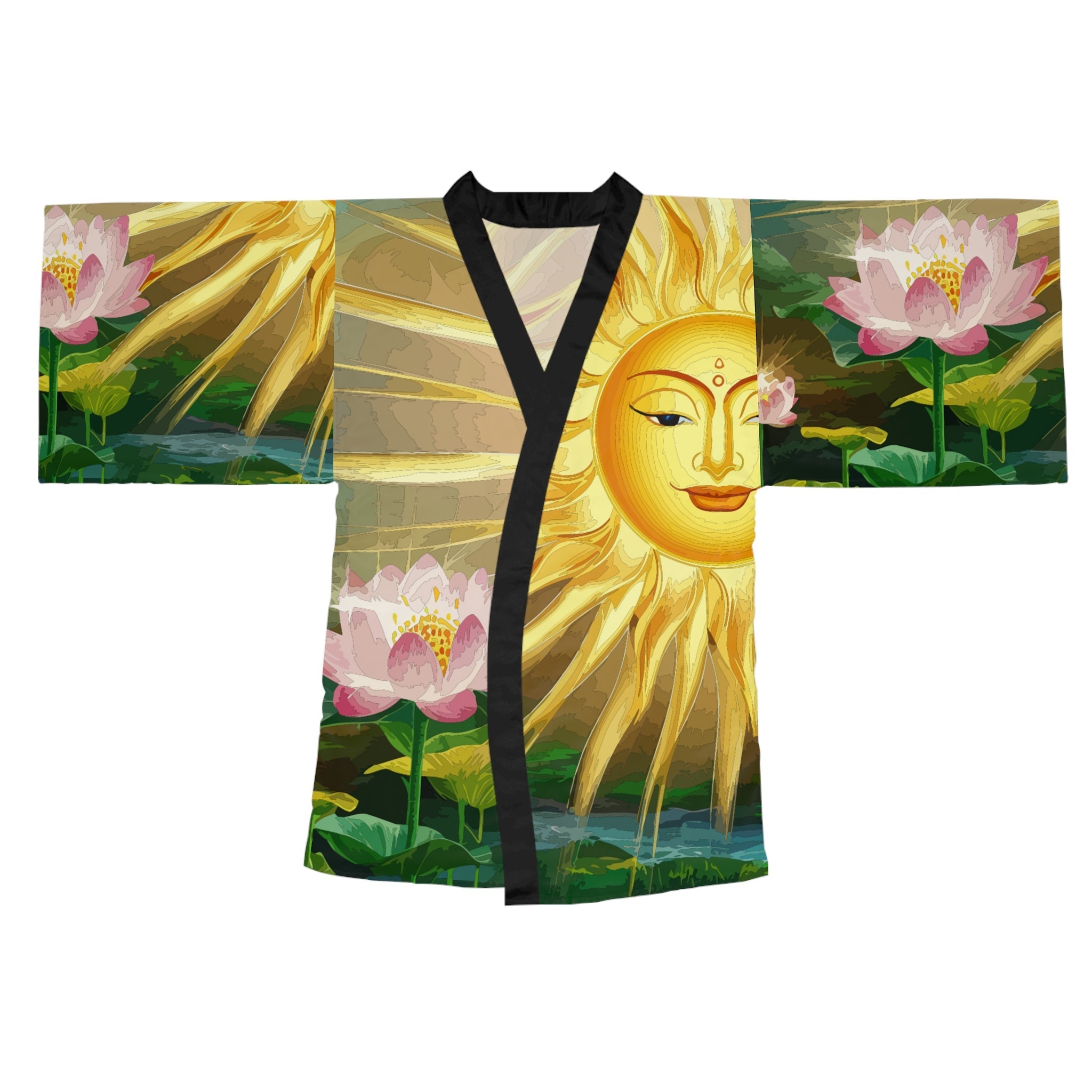 Long Sleeve Kimono Robe - Lotus Sun