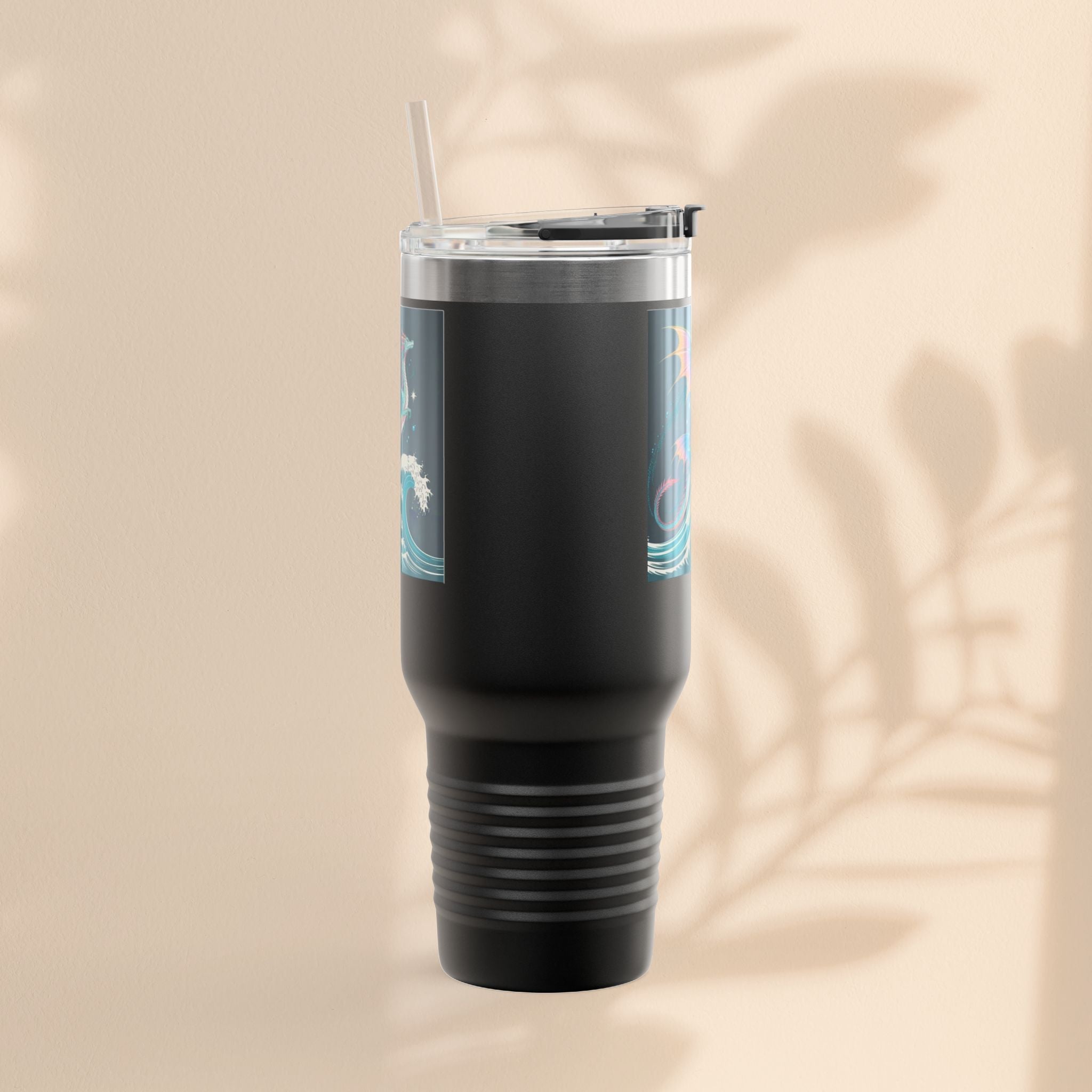 Fantasy-Inspired Insulated Travel Mug, 40oz - Perfect for Adventurers, Dragon and Ocean Lovers, Gift for Birthdays, Travel, and More