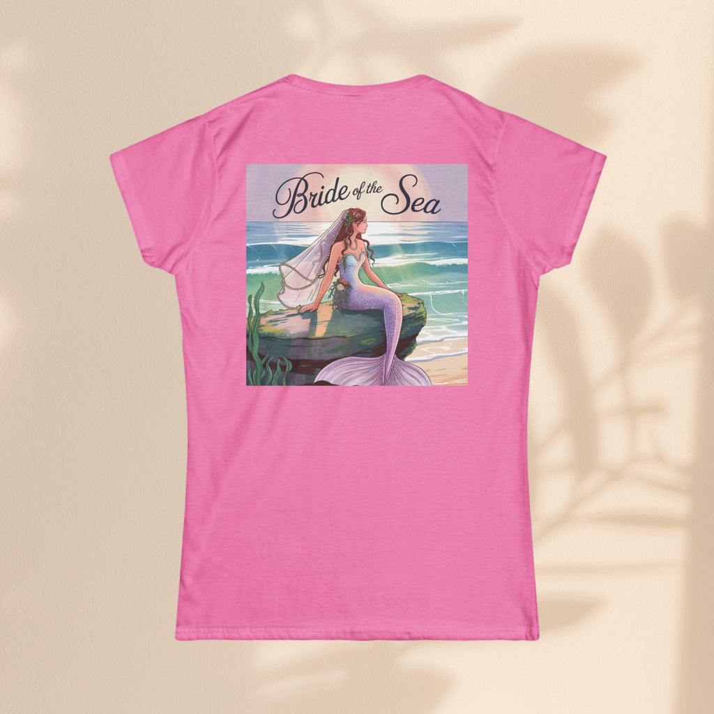 Bride of the Sea Women's Softstyle Tee - Mermaid Gift, Beachwear, Bachelorette Party, Wedding Attire, Nautical Fashion
