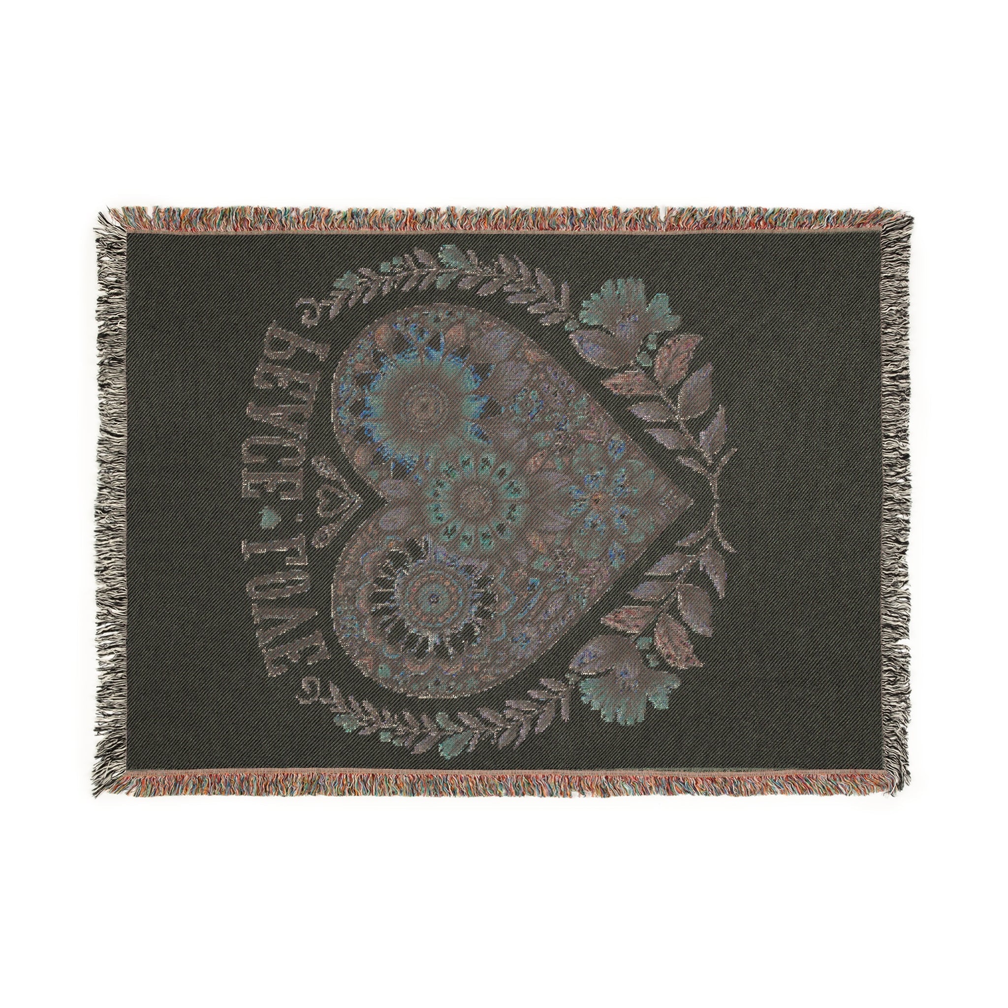 Peace, Love & Heart Woven Blanket –Meaningful Home Décor & Thoughtful Gift