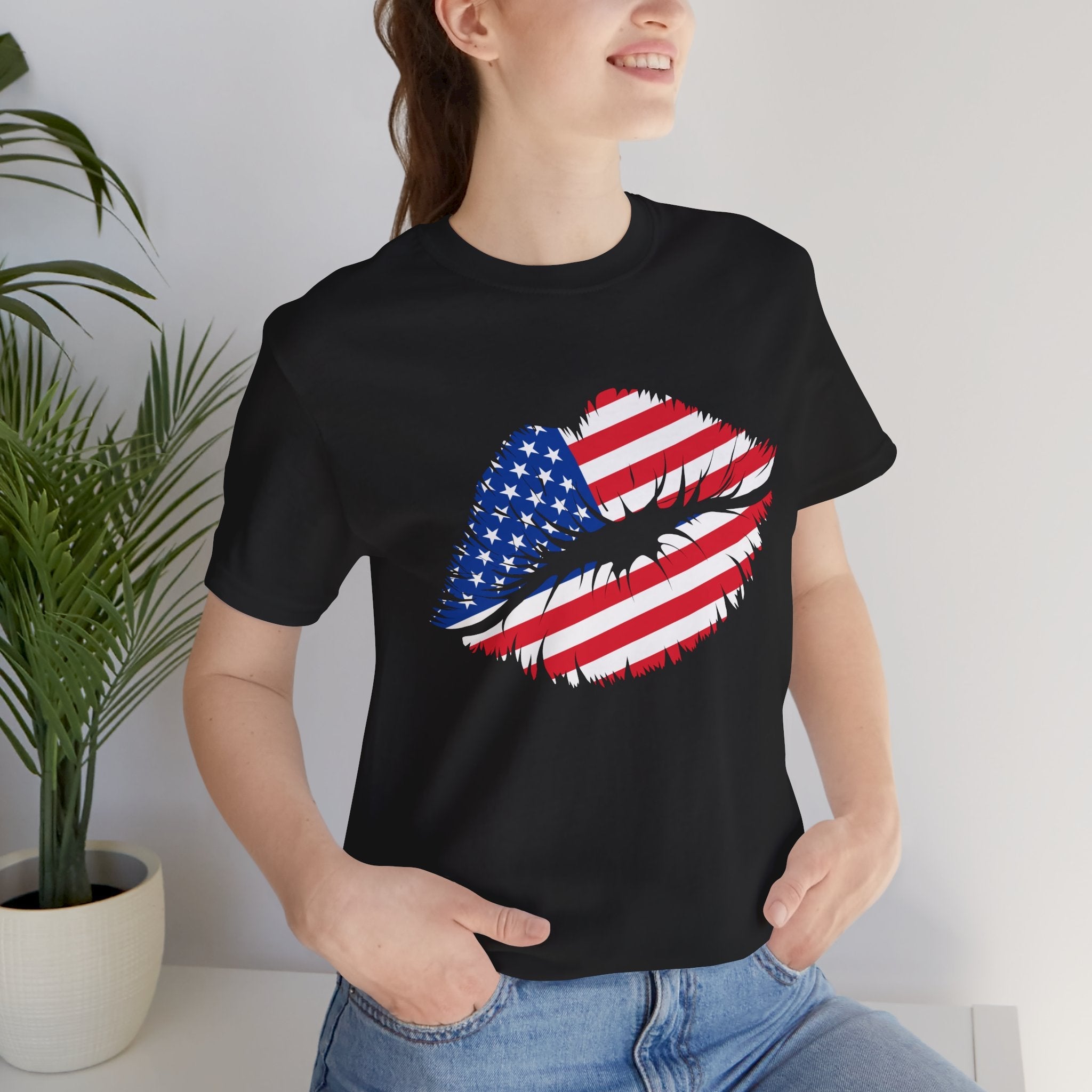 Patriotic Lip Print Tee, Unisex T-Shirt,
