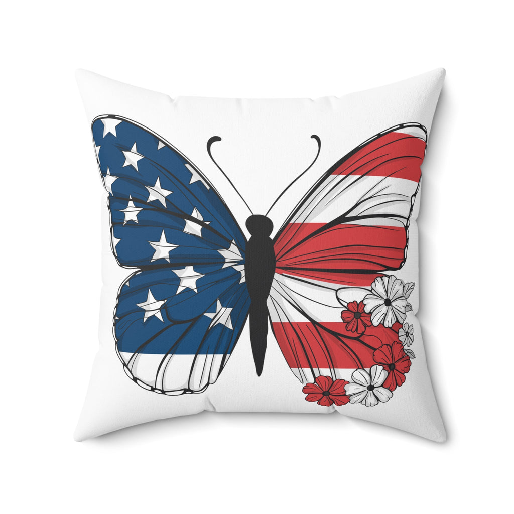 Patriotic Butterfly Pillow, Home Decor, July 4th Decoration, Gift for Her, Boho Cushion, Americana Decor