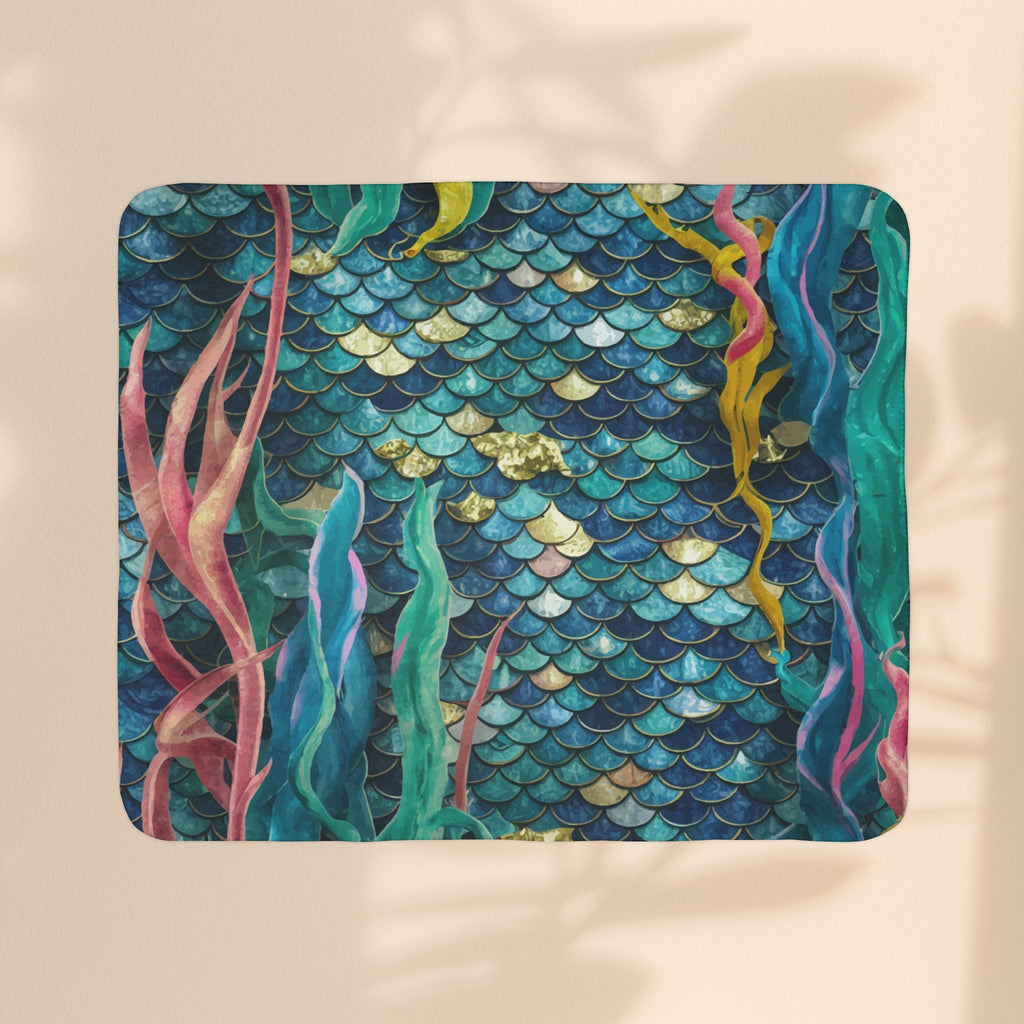Fleece Sherpa Blanket - Mermaid Scale Party