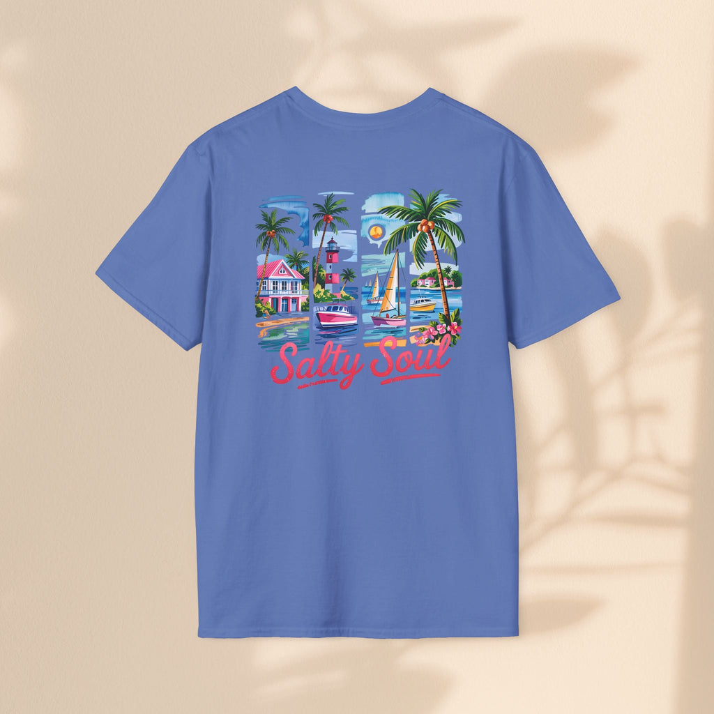 Brush Stroke Salty Soul Unisex Softstyle T-Shirt - Tropical Vibe Tee for Beach Lovers