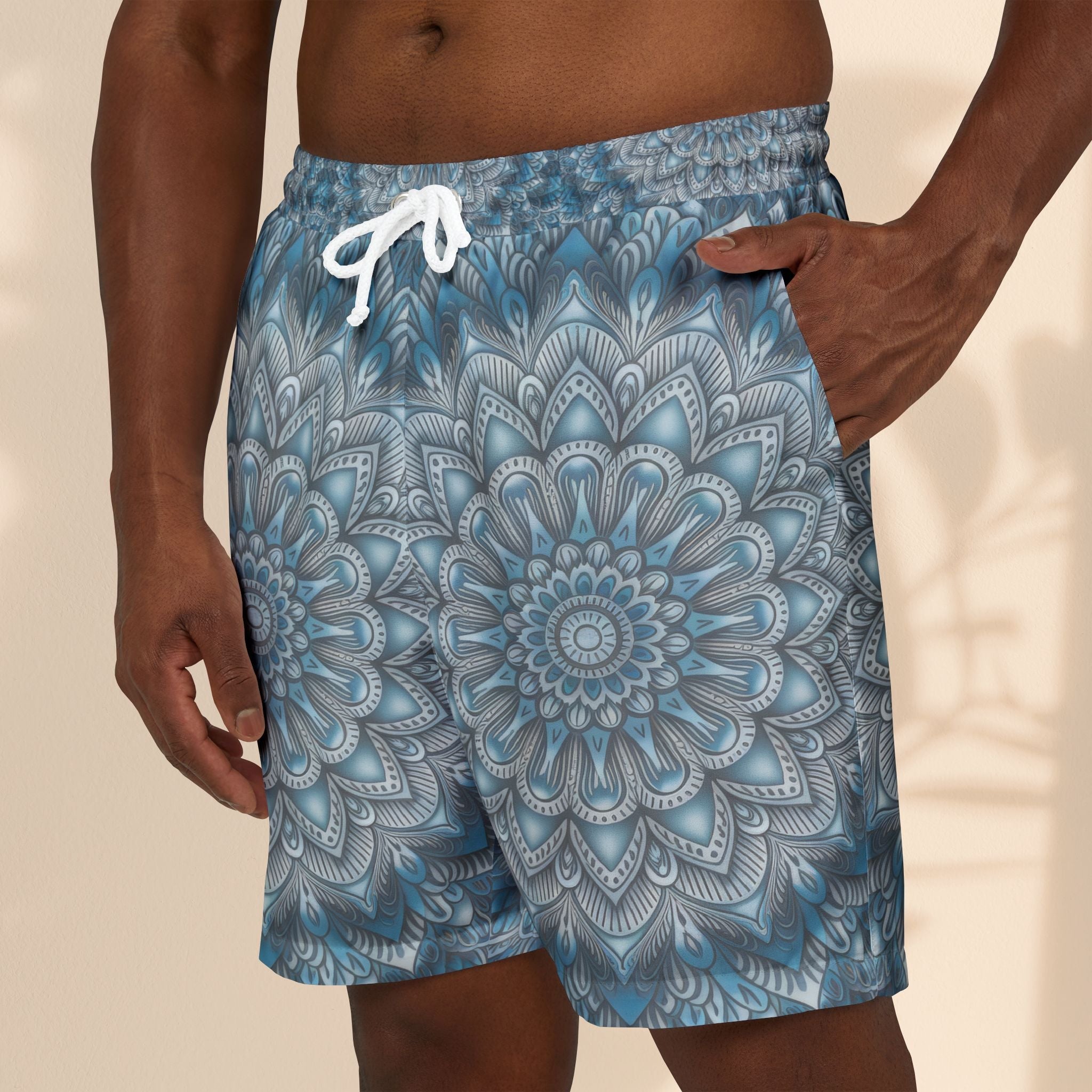 Blue Mandala Unisex Swim Shorts - Stylish Beachwear for Summer Fun