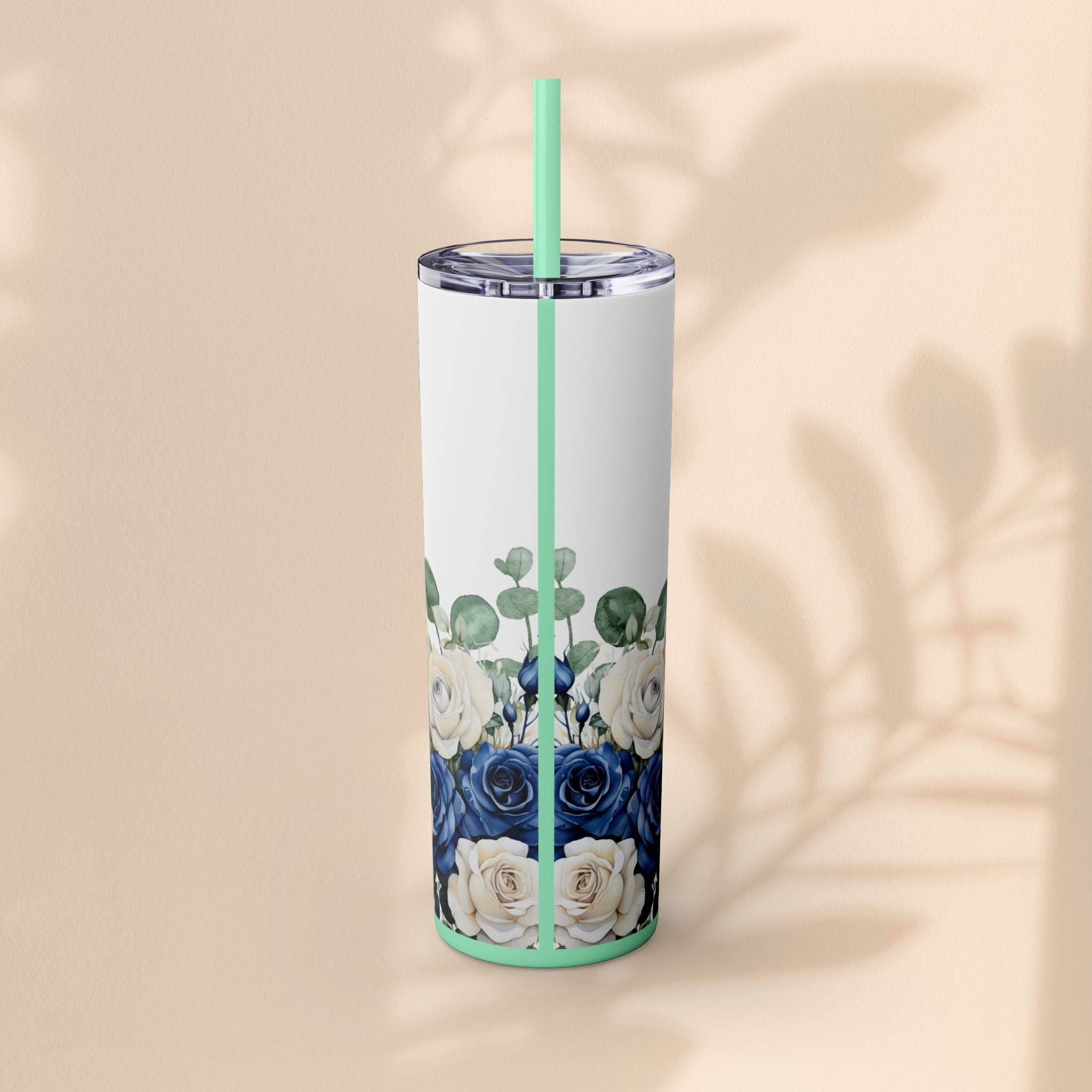 Bridesmaid Skinny Tumbler, 20oz Rose Floral Tumbler, Wedding Gift, Bridal Party, Customizable, Floral Tumbler