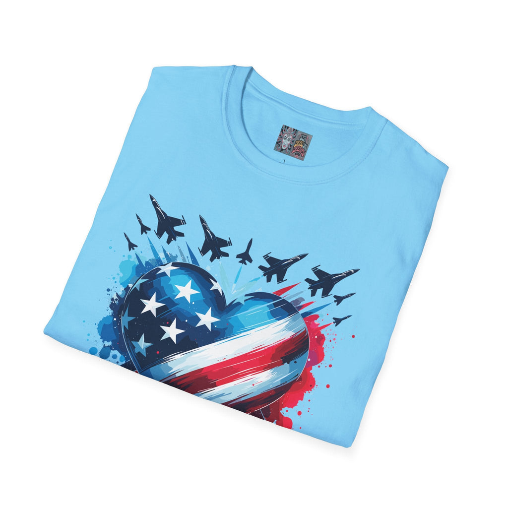 Patriotic Heart Unisex Softstyle T-Shirt - Perfect for Independence Day