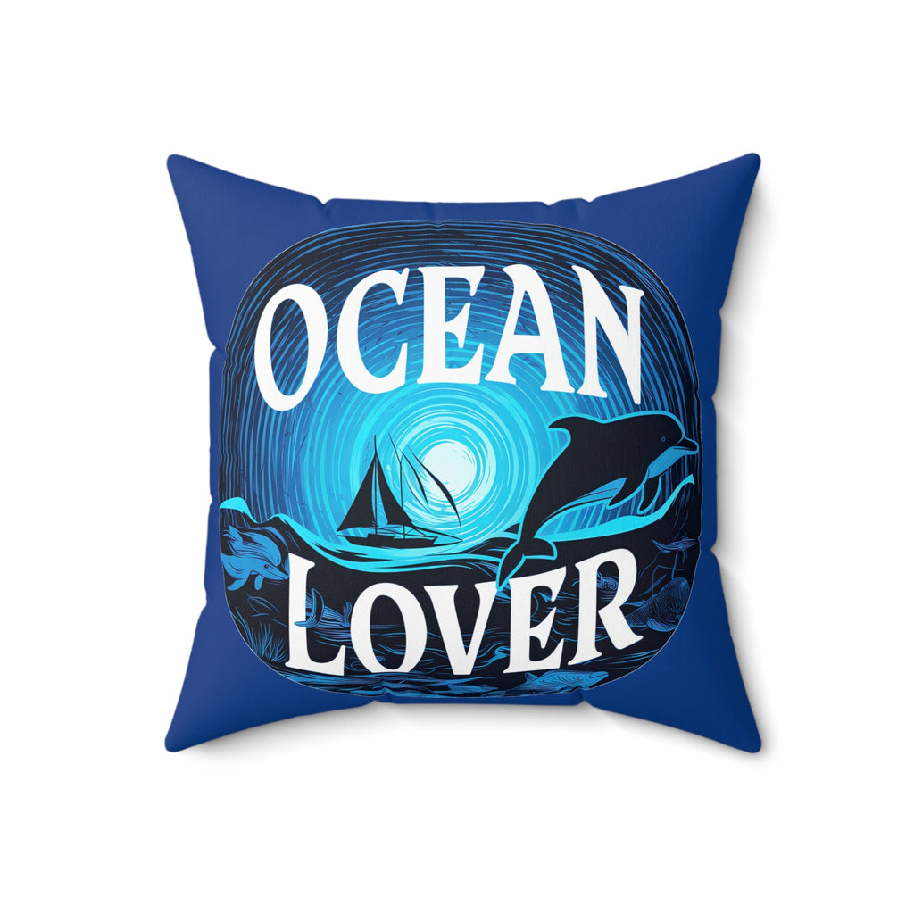 Ocean Lover Faux Suede Square Pillow