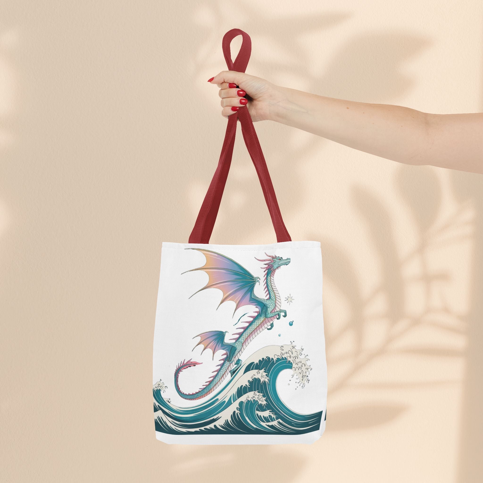 Dragons and Waves Tote Bag, Dragon Lovers Gift