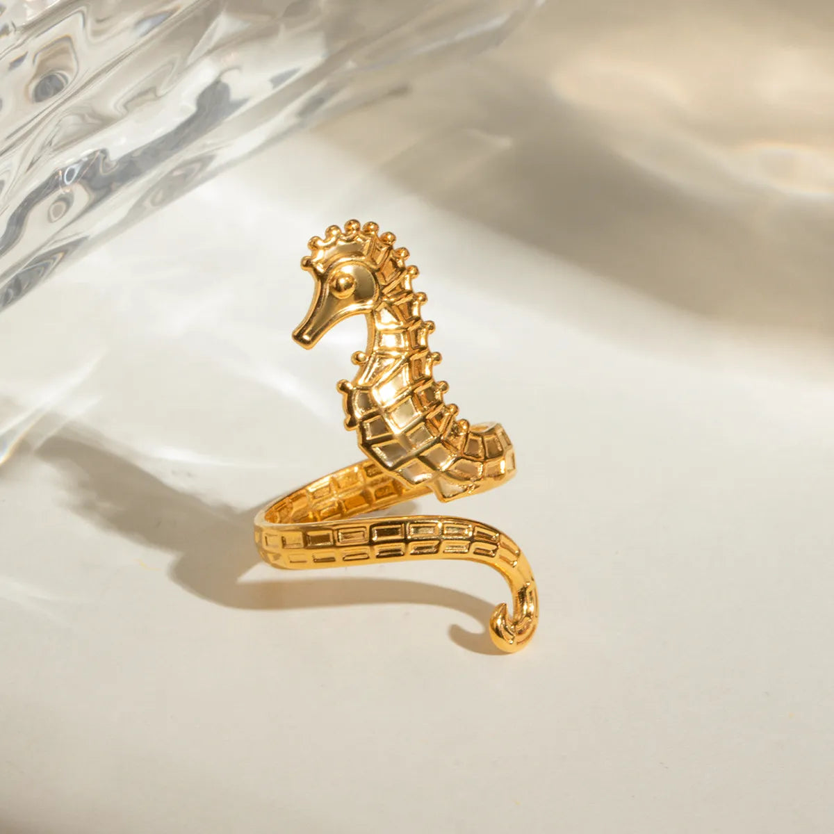 18K Gold-Plated Seahorse Wrap Adjustable Ring