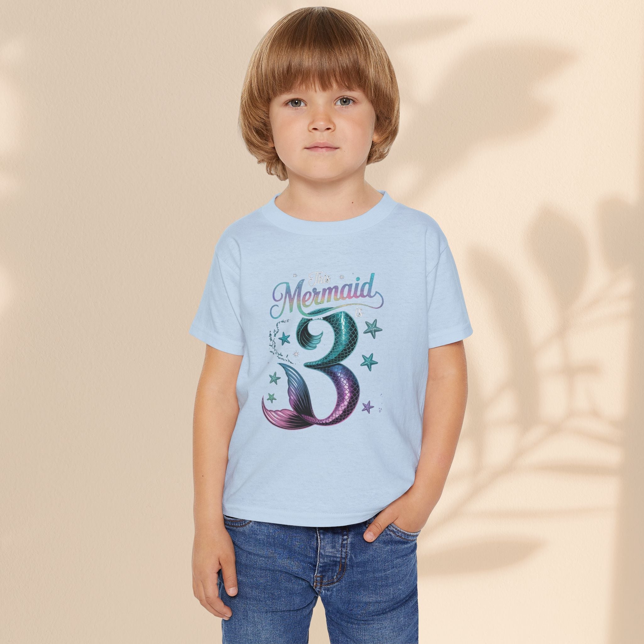 Age 3 Mermaid Toddler T-Shirt | Cute Birthday Gift for Kids
