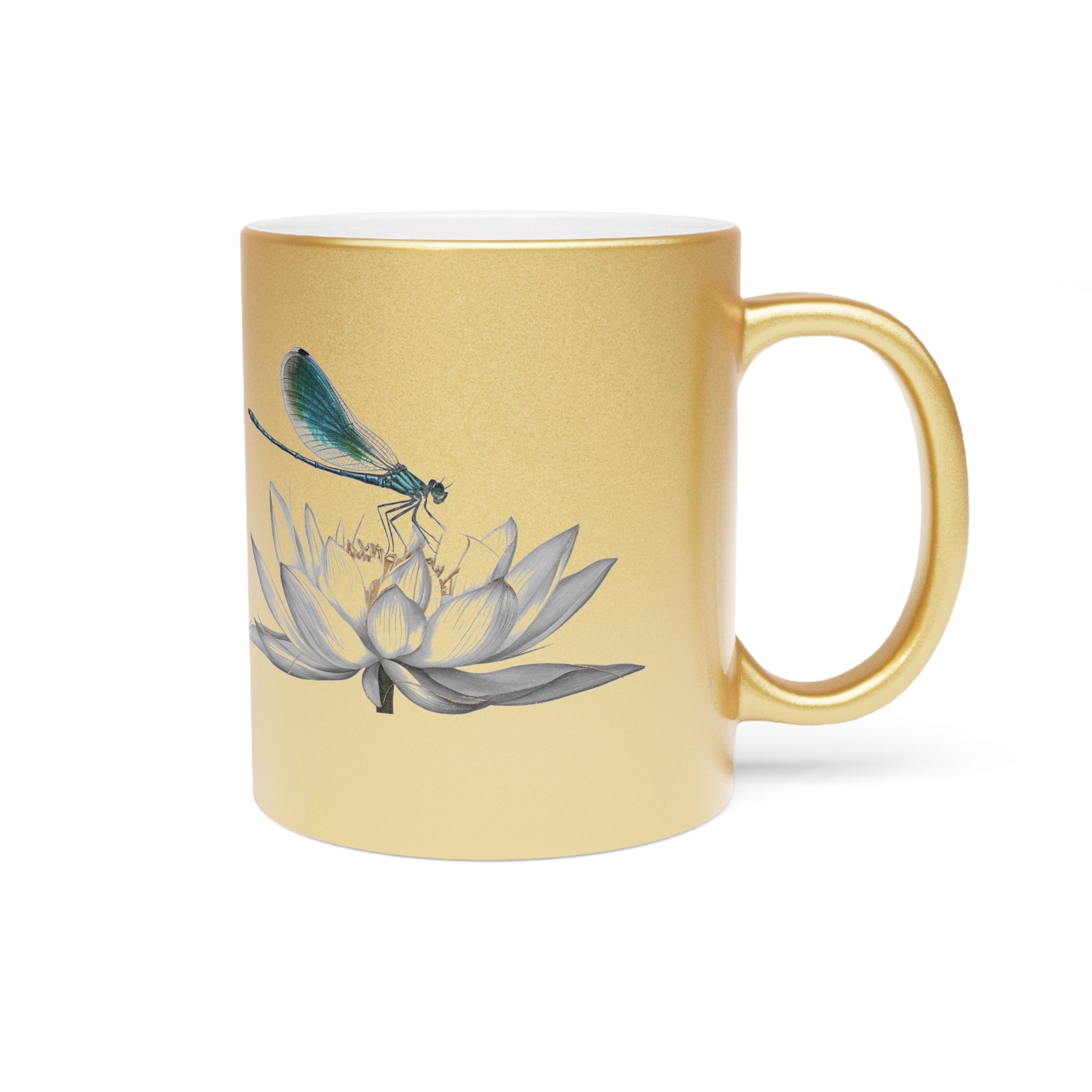 Dragonfly Metallic Mug – Silver or Gold Gift Cup