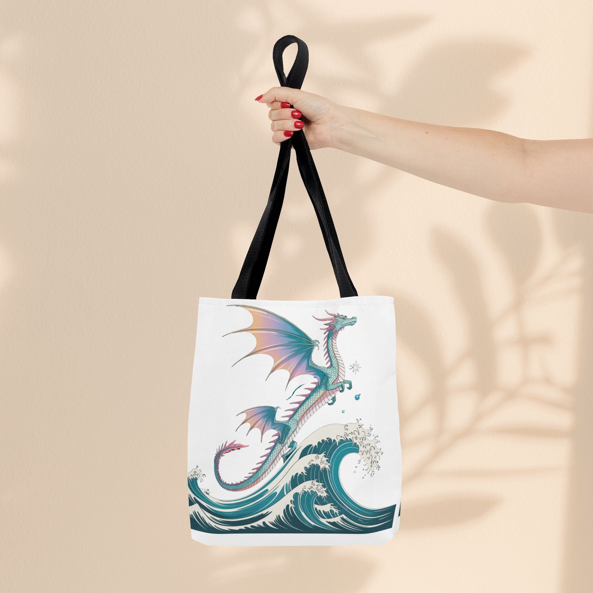 Dragons and Waves Tote Bag, Dragon Lovers Gift