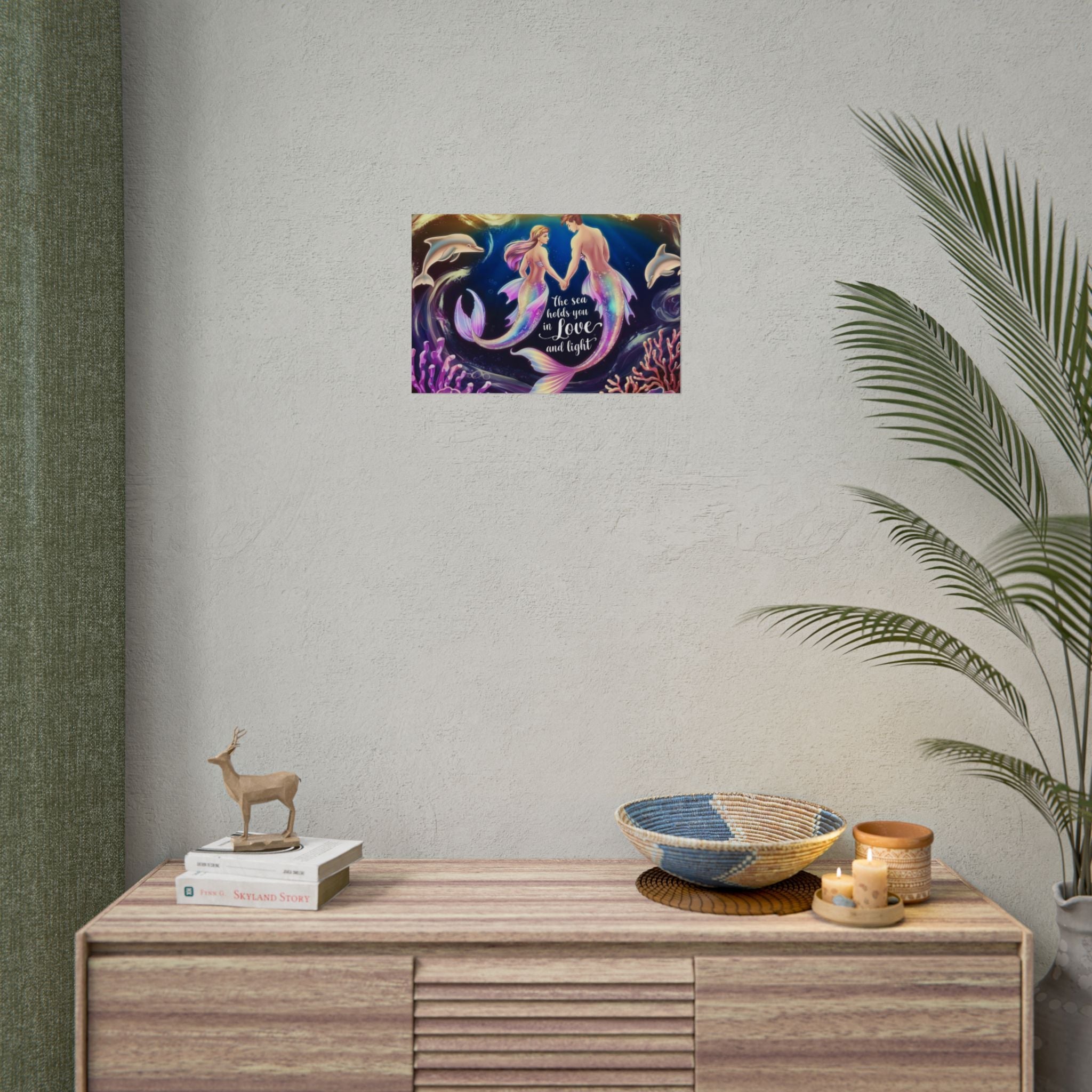 Mermaid Lovers Rolled Poster - Sea Holds You in Love and Light