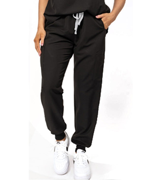 Poplin Unisex Jogger Scrub Pant - 4 Pockets (2 Side, 2 Cargo Pockets) with Elastic Waistband And Drawstring Both