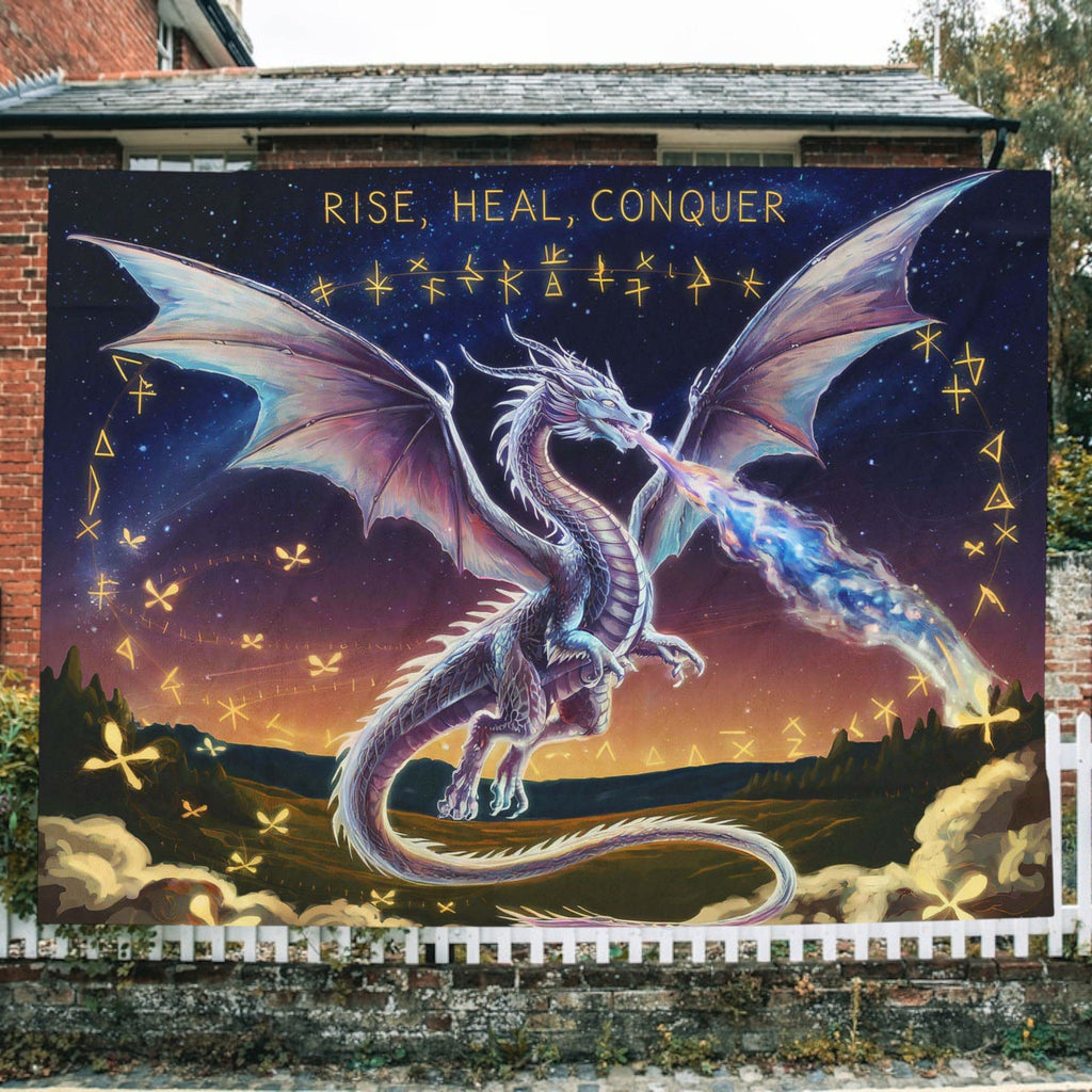 Fantasy Dragon Velveteen Plush Blanket - Rise, Heal, Conquer