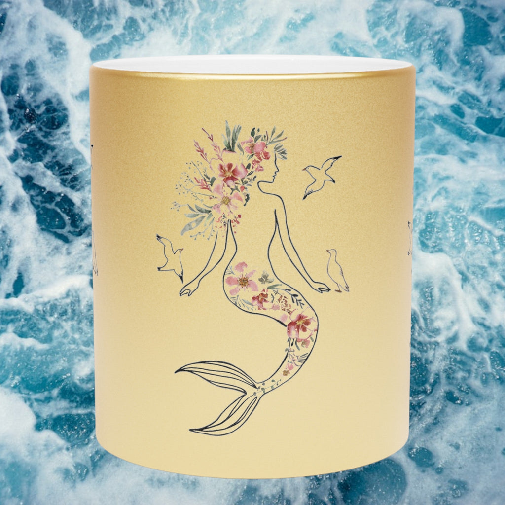 Mermaid Silhouette Metallic Mug – Silver or Gold Gift