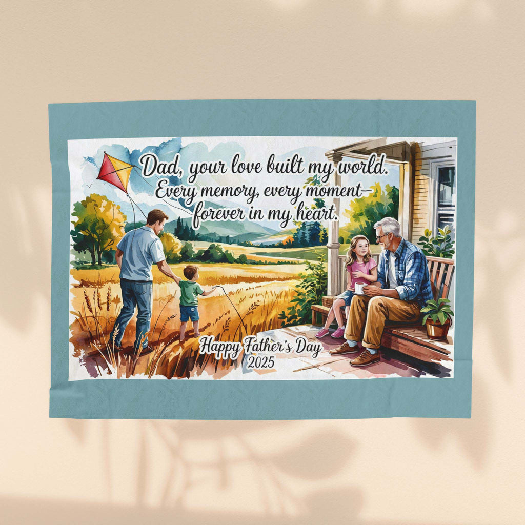 Father's Day Velveteen Blanket - Every Moment is Forever in My Heart